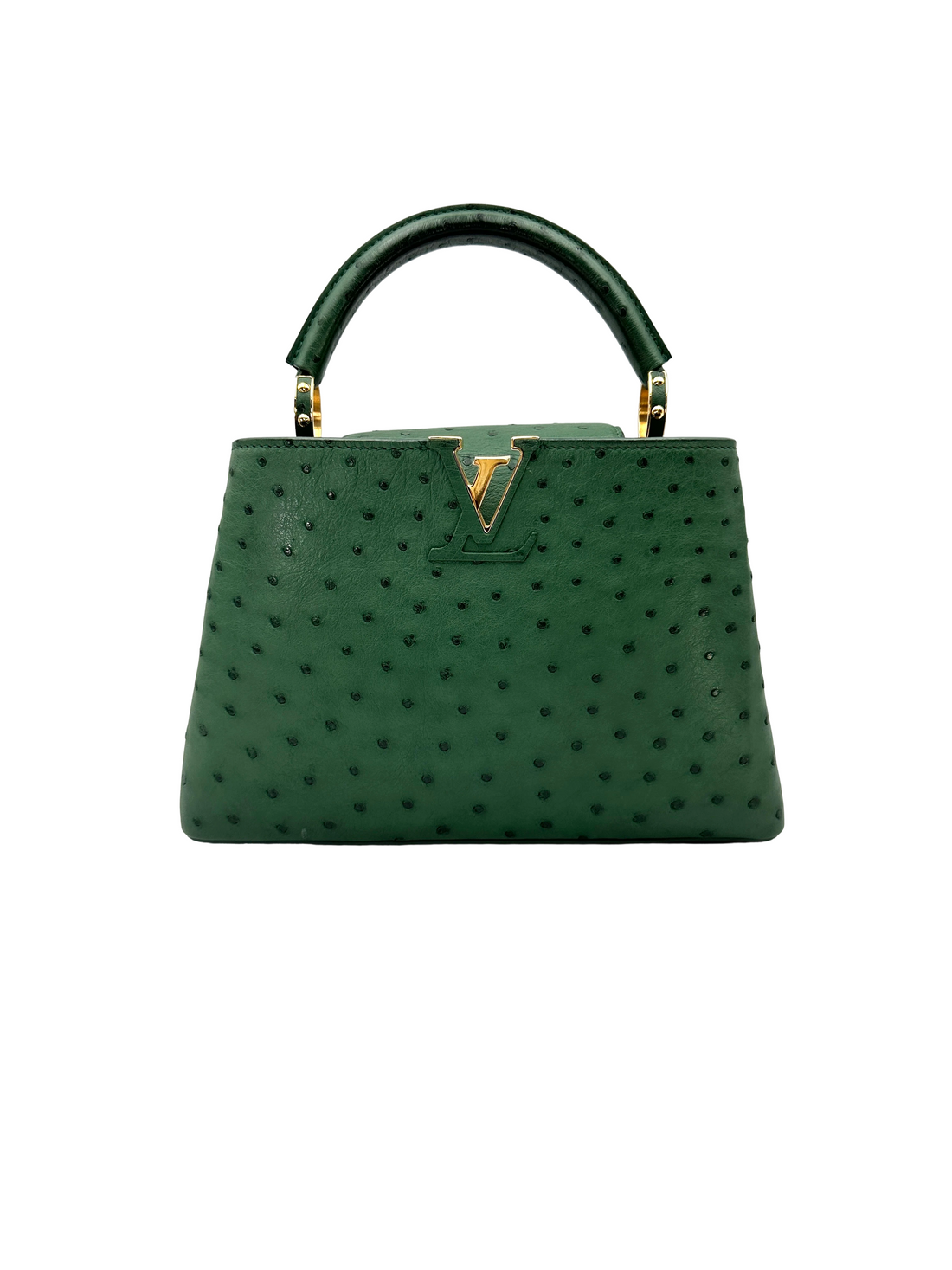 Louis Vuitton Capucines BB Green Ostrich Leather Handle Bag LV3250