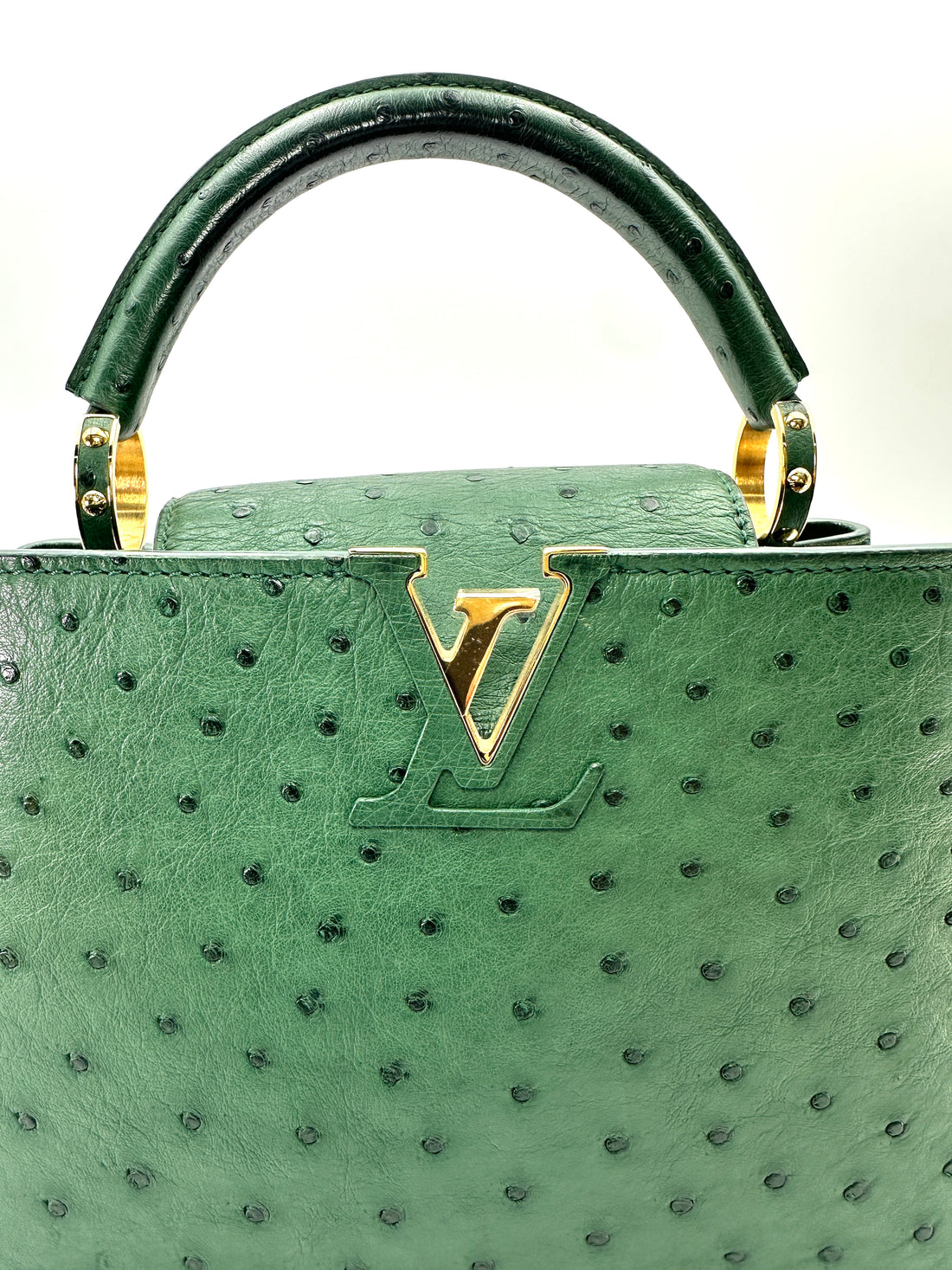 Louis Vuitton Capucines BB Green Ostrich Leather Handle Bag LV3250