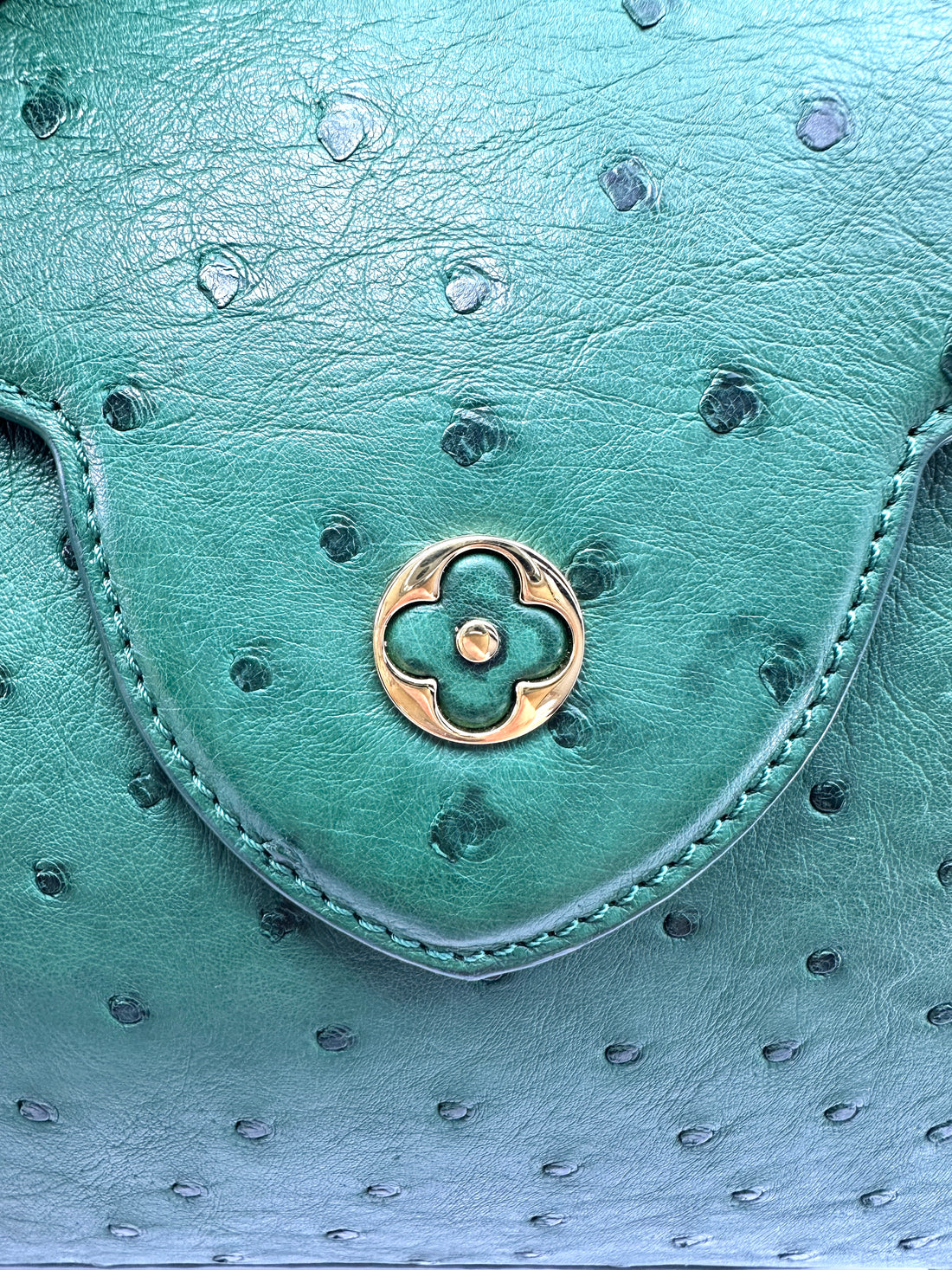 Louis Vuitton Capucines BB Green Ostrich Leather Handle Bag LV3250
