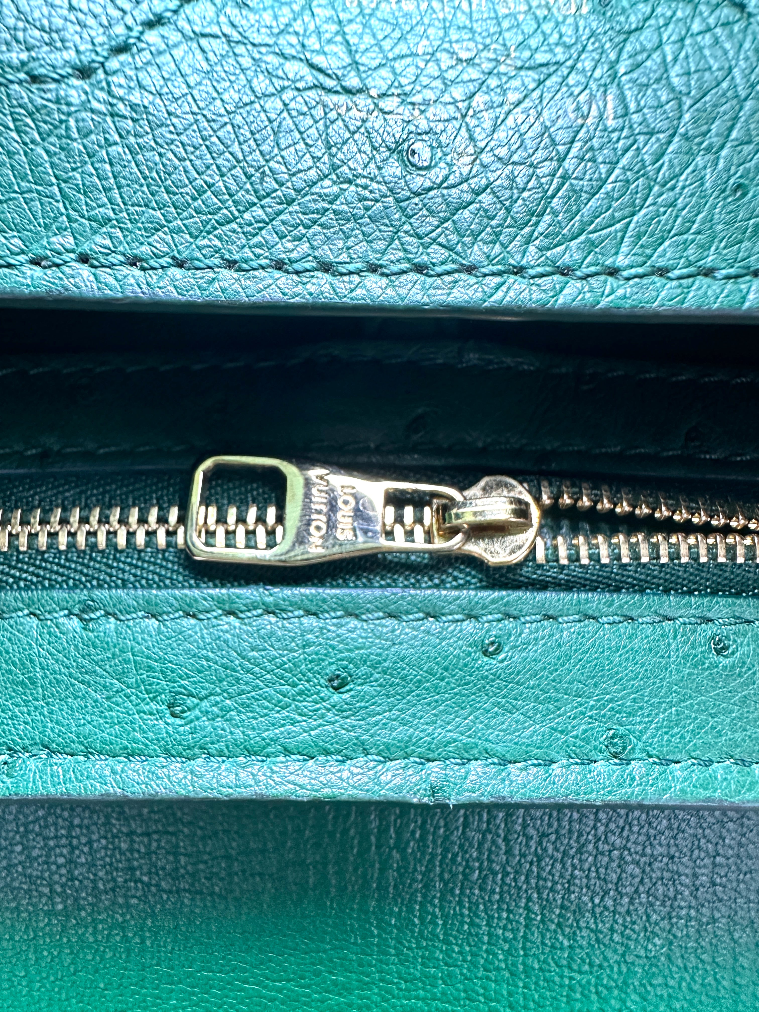Louis Vuitton Capucines BB Green Ostrich Leather Handle Bag LV3250
