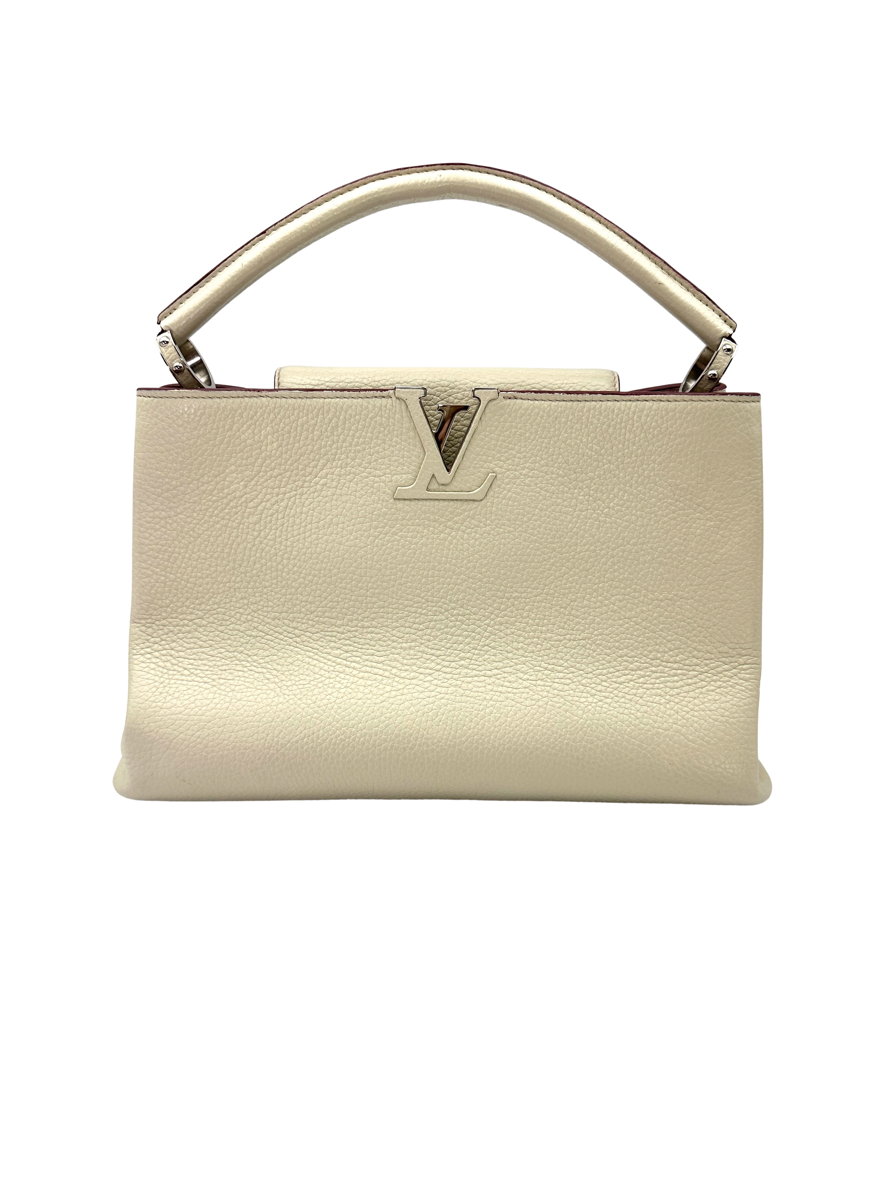 Louis Vuitton Capucines GM White Taurillon Leather Handle Bag LV3204