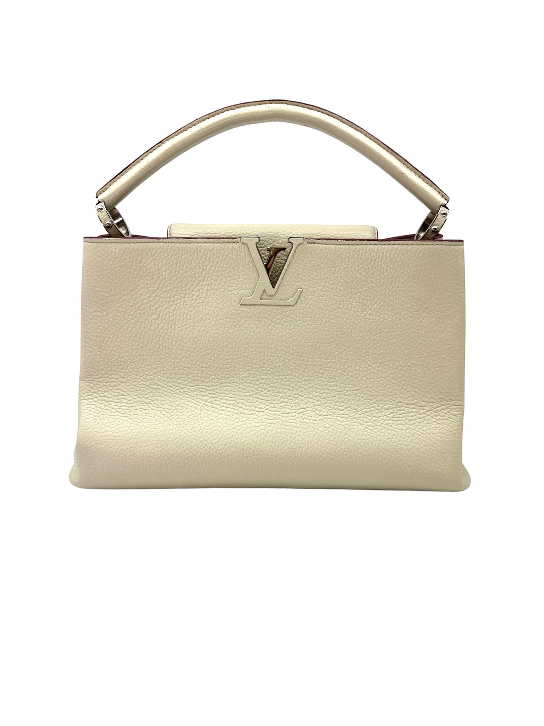 Louis Vuitton Capucines GM White Taurillon Leather Handle Bag LV3204