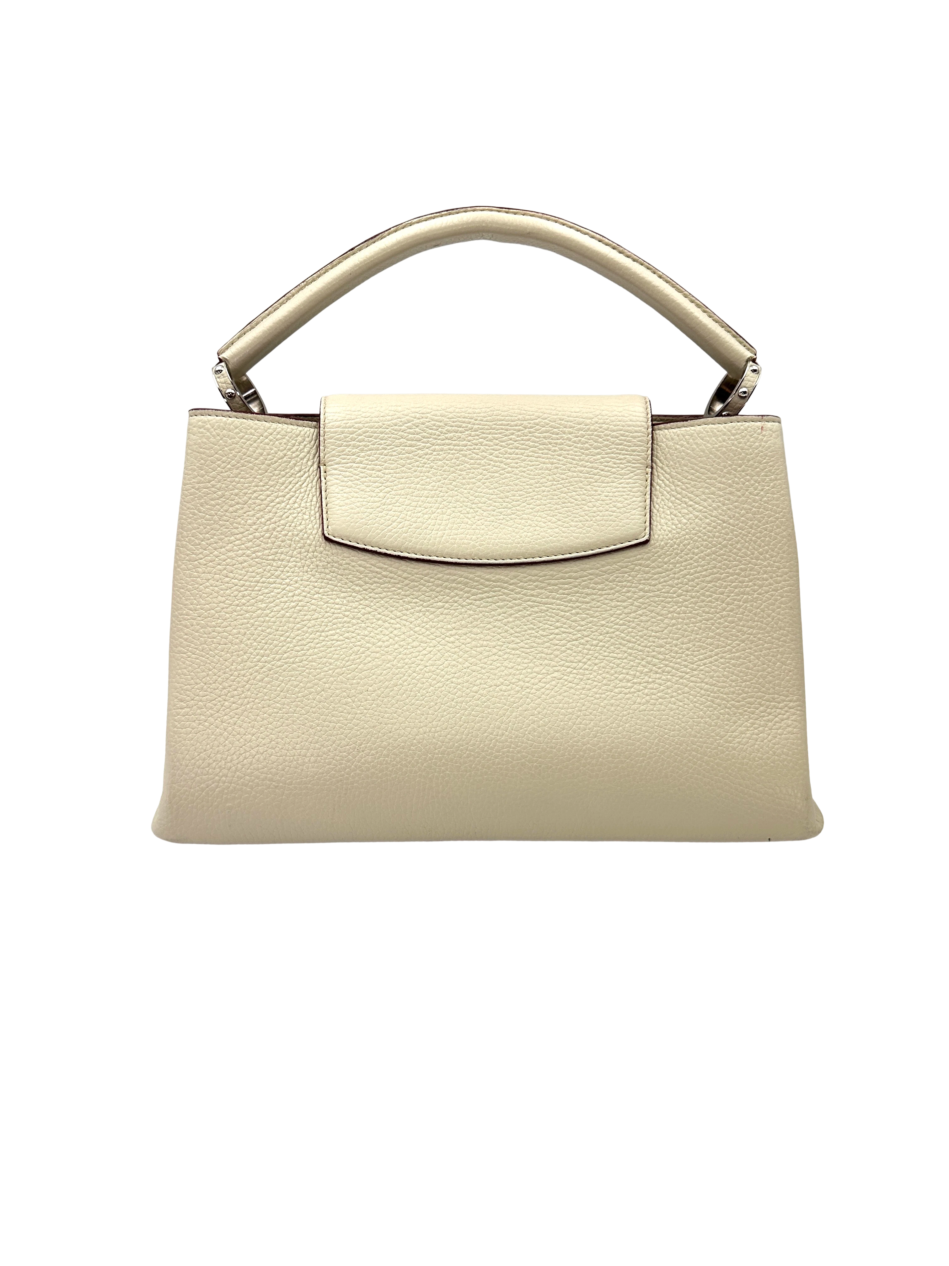 Louis Vuitton Capucines GM White Taurillon Leather Handle Bag LV3204