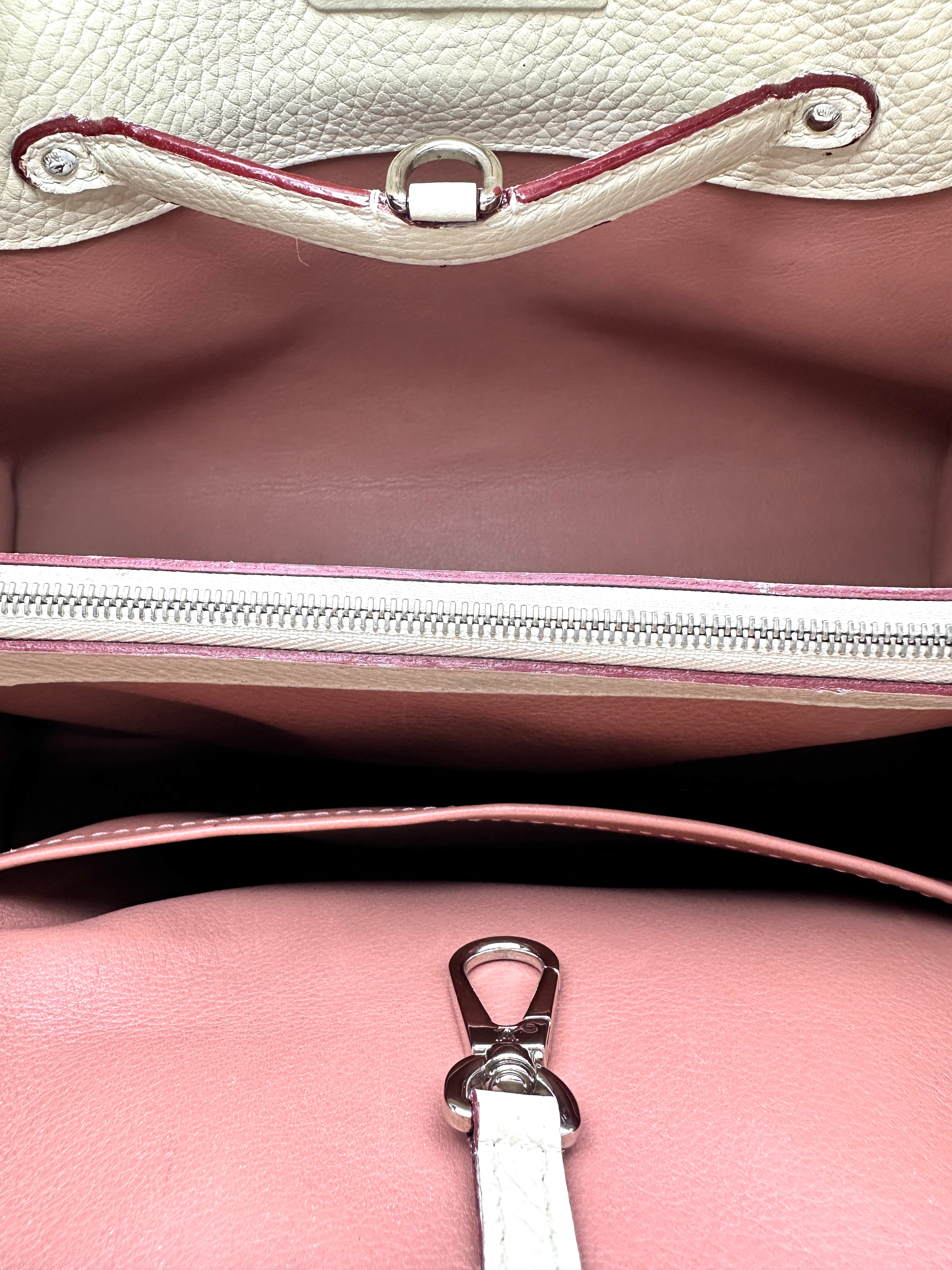 Louis Vuitton Capucines GM White Taurillon Leather Handle Bag LV3204