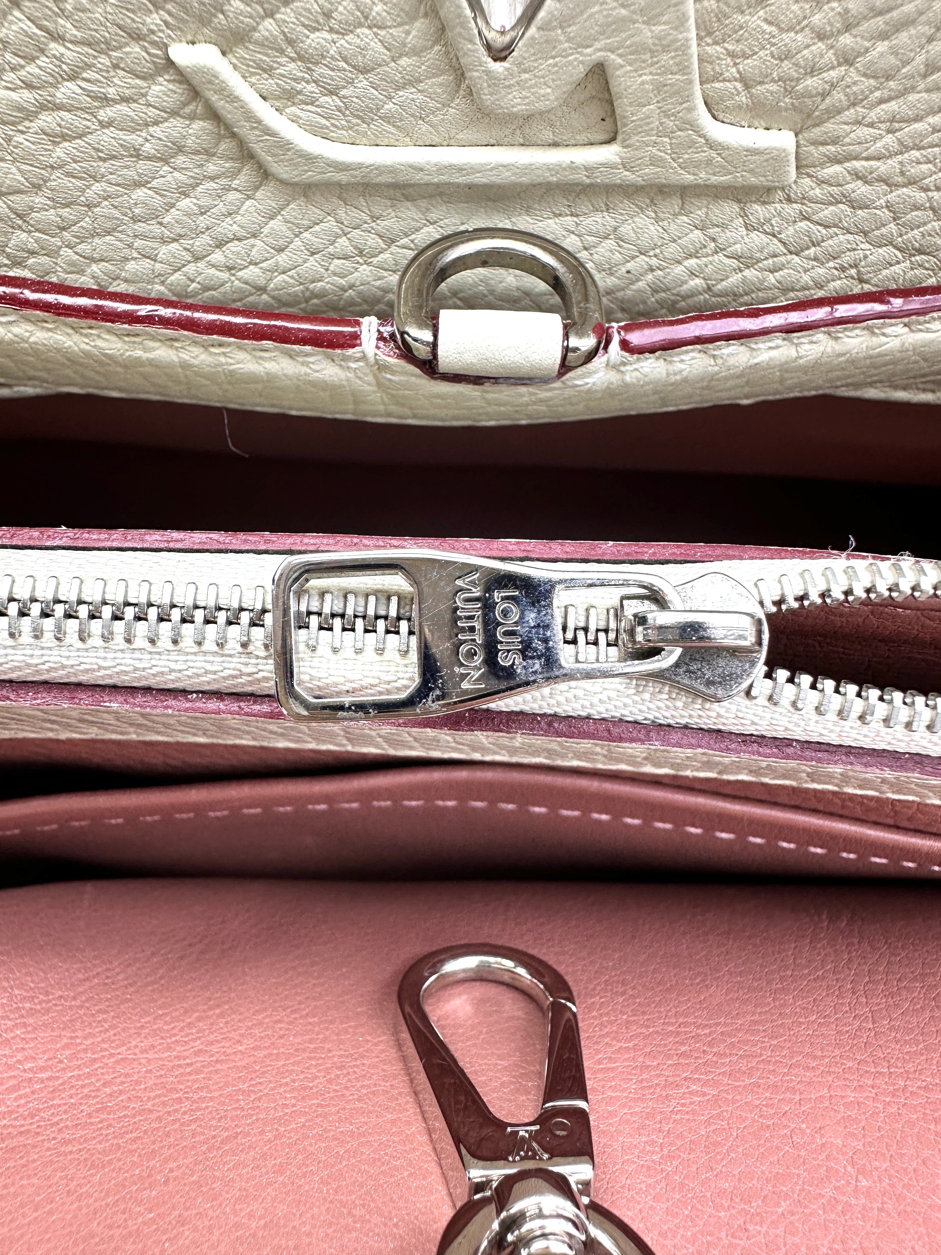 Louis Vuitton Capucines GM White Taurillon Leather Handle Bag LV3204