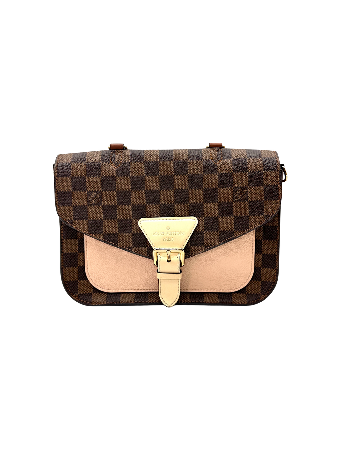 Louis Vuitton Beaumarchais Damier Ebene & Beige Leather Handle Bag LV3209