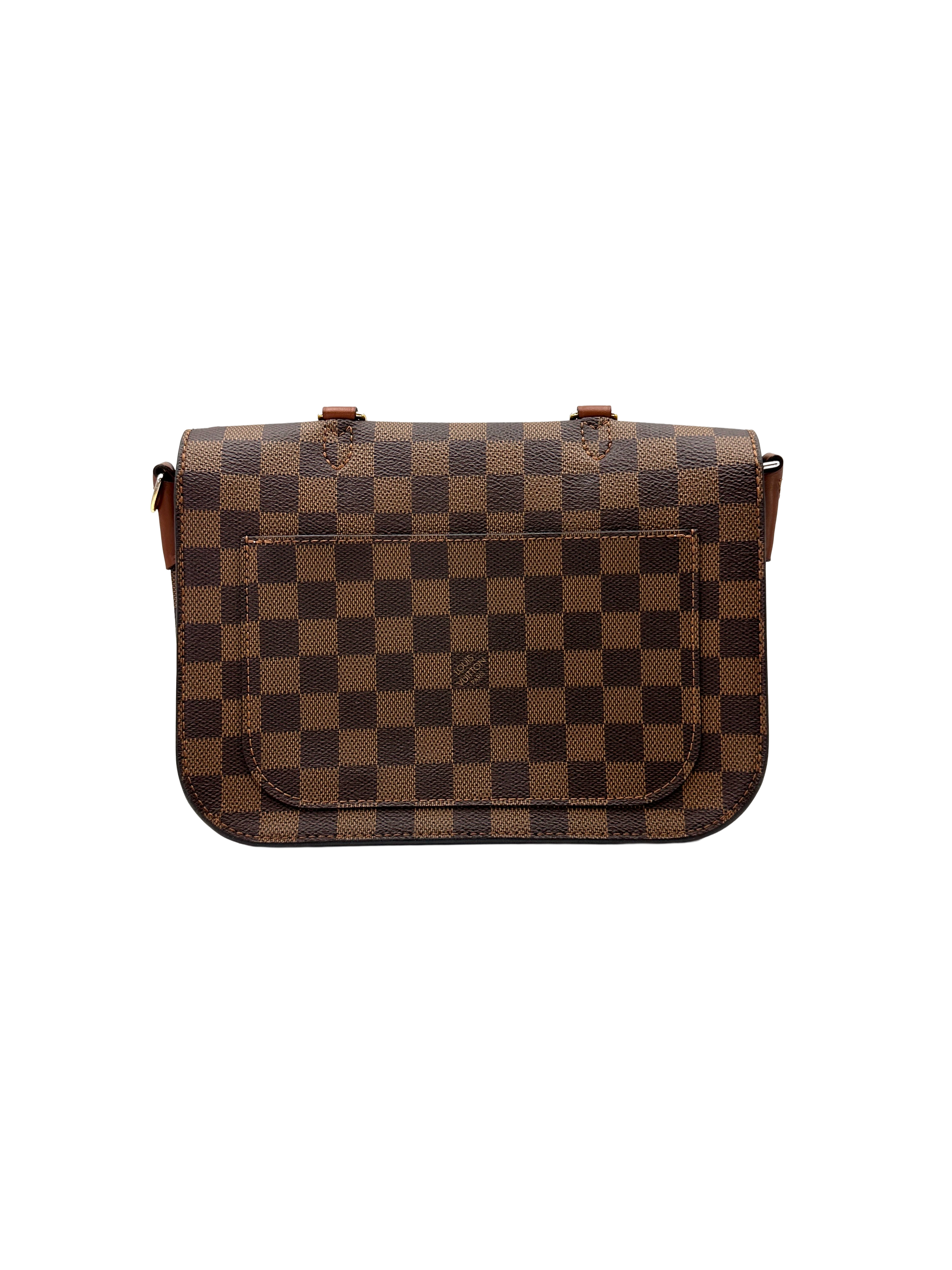 Louis Vuitton Beaumarchais Damier Ebene & Beige Leather Handle Bag LV3209