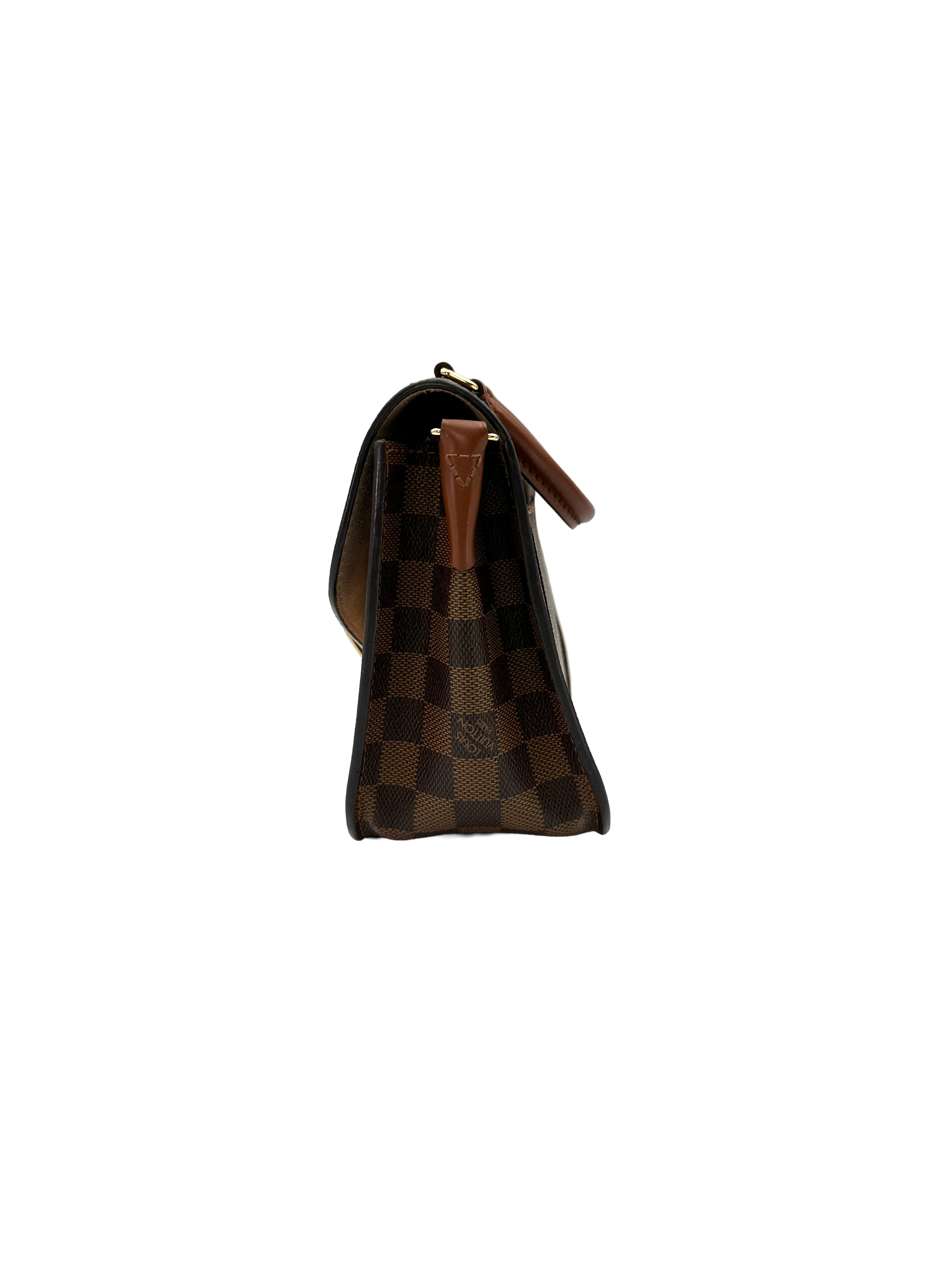 Louis Vuitton Beaumarchais Damier Ebene & Beige Leather Handle Bag LV3209