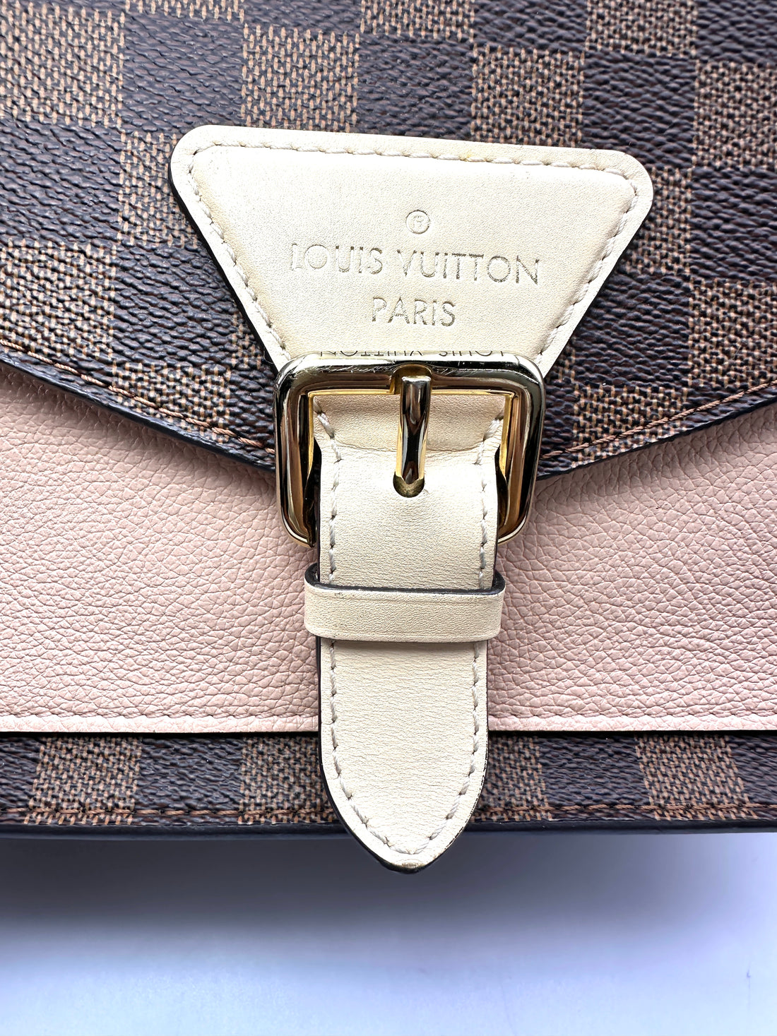 Louis Vuitton Beaumarchais Damier Ebene & Beige Leather Handle Bag LV3209