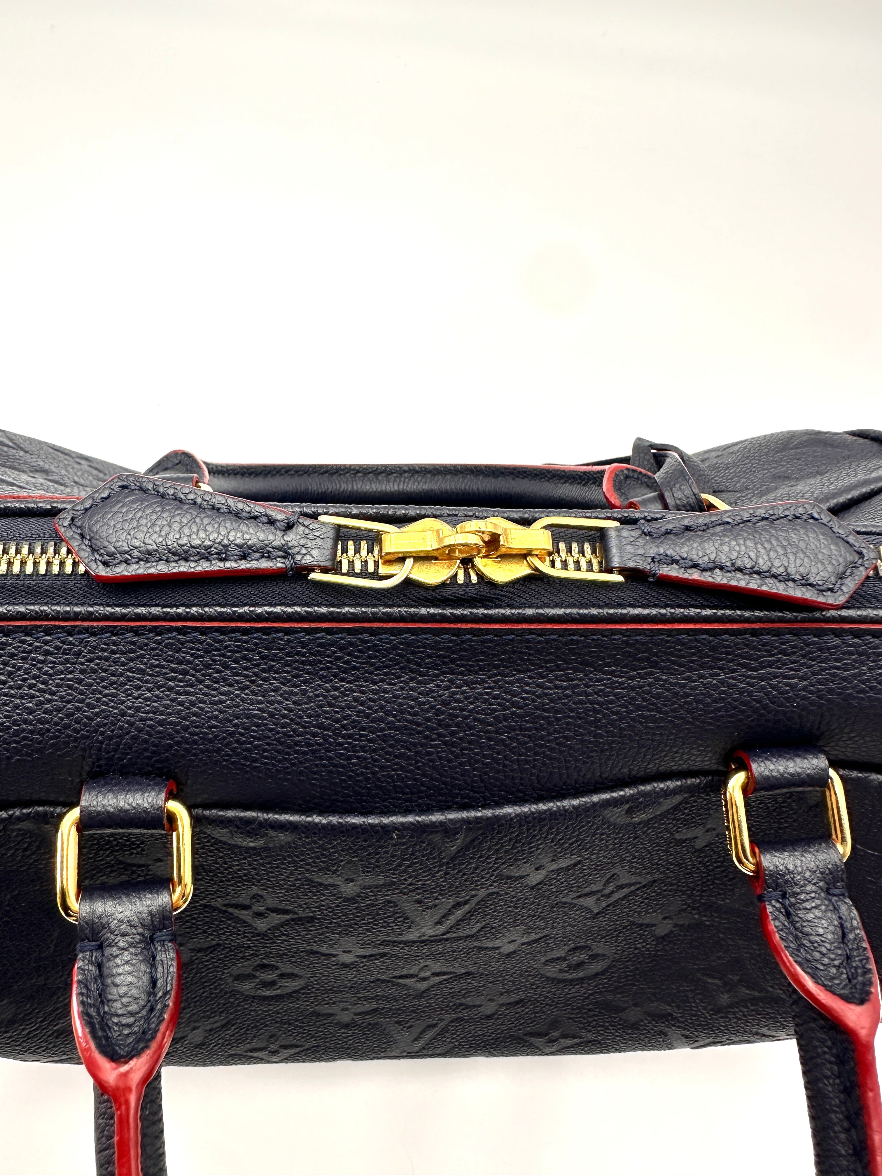 Louis Vuitton Speedy25 Navy Monogram Empreinte Leather Handle Bag LV3215