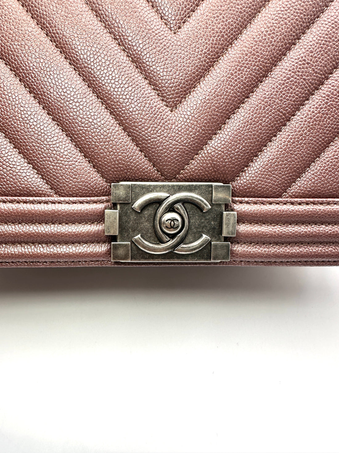 Chanel LeBoy Pink Chevron Quilted Leather Flap Bag With Silver Buckle(26***76) CC2435