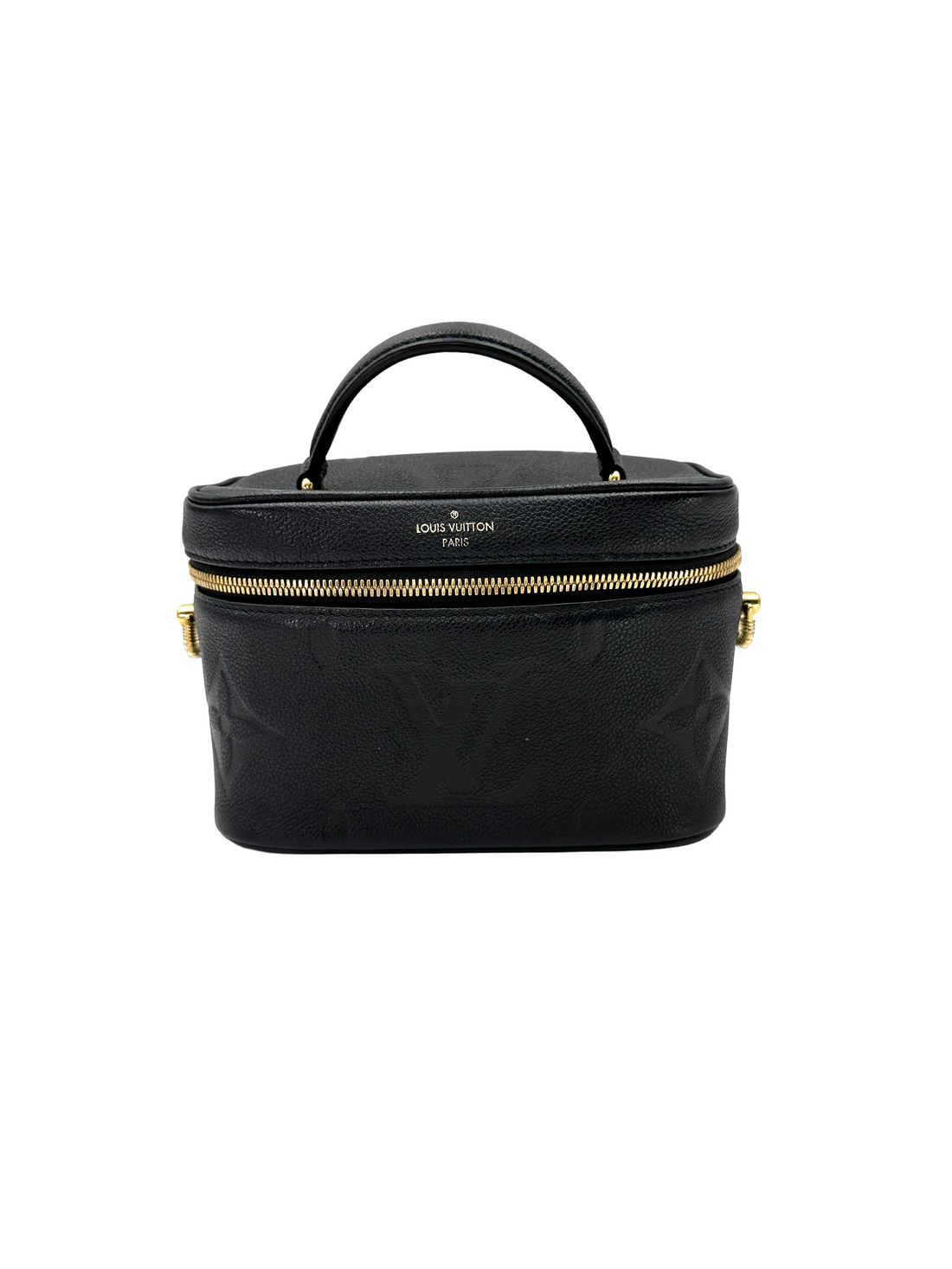 Louis Vuitton Vanity PM Black Monogram Empreinte Leather Handle Bag LV3207