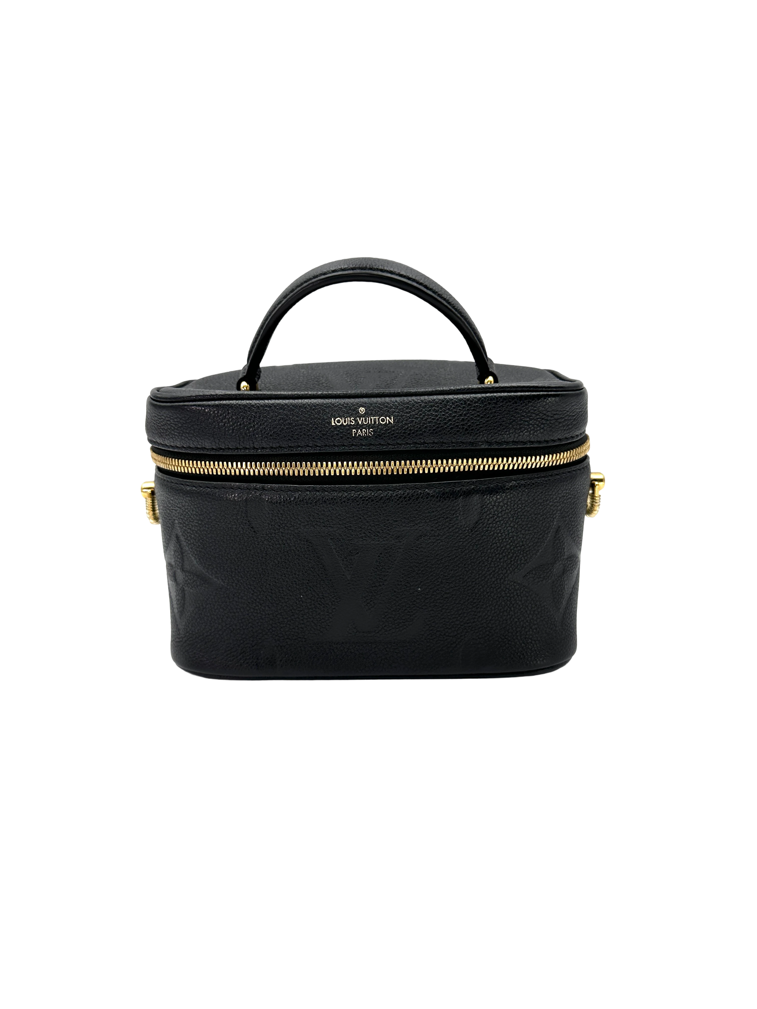 Louis Vuitton Vanity PM Black Monogram Empreinte Leather Handle Bag LV3207