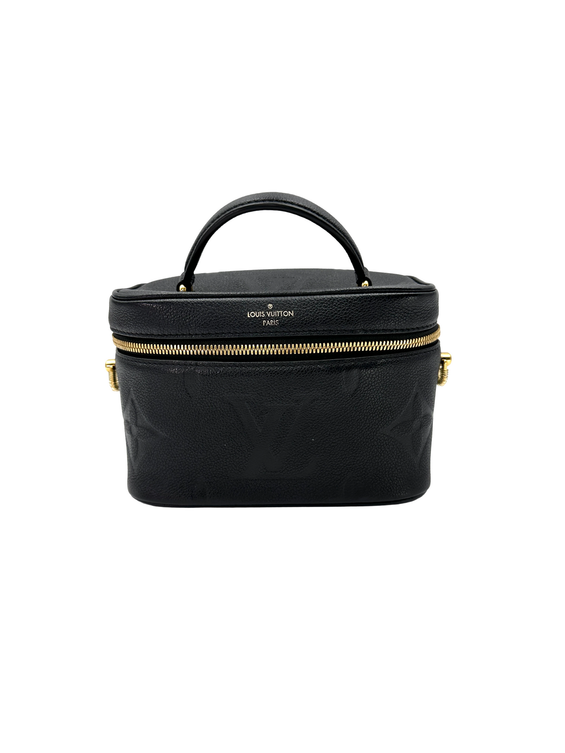 Louis Vuitton Vanity PM Black Monogram Empreinte Leather Handle Bag LV3207