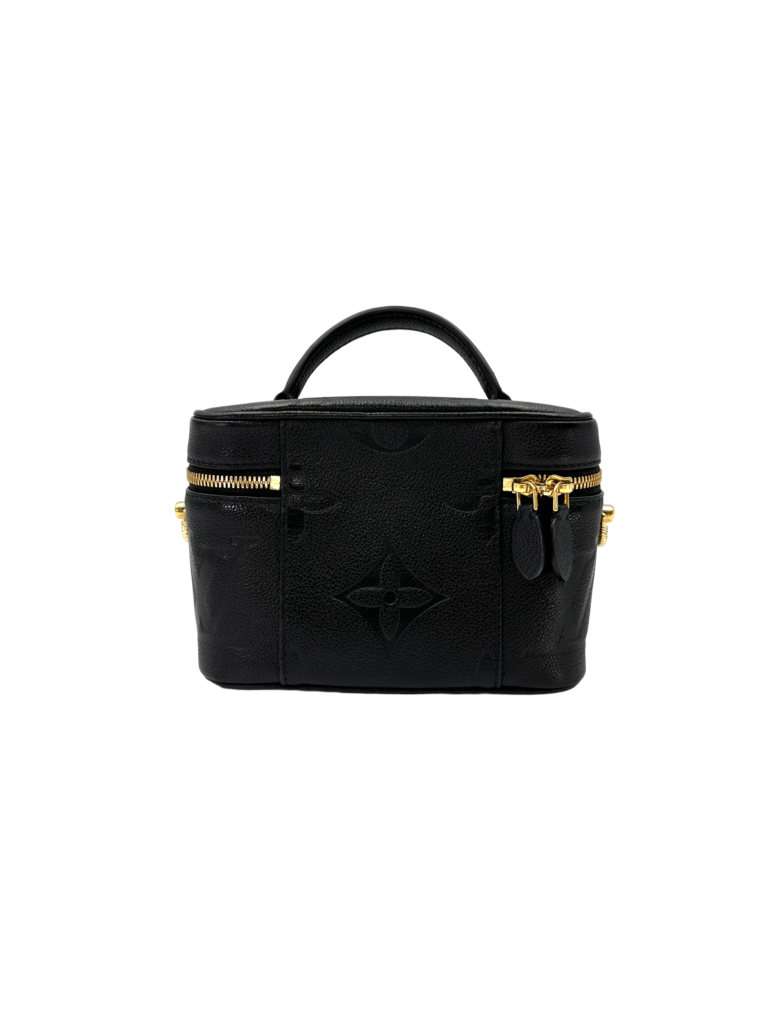 Louis Vuitton Vanity PM Black Monogram Empreinte Leather Handle Bag LV3207