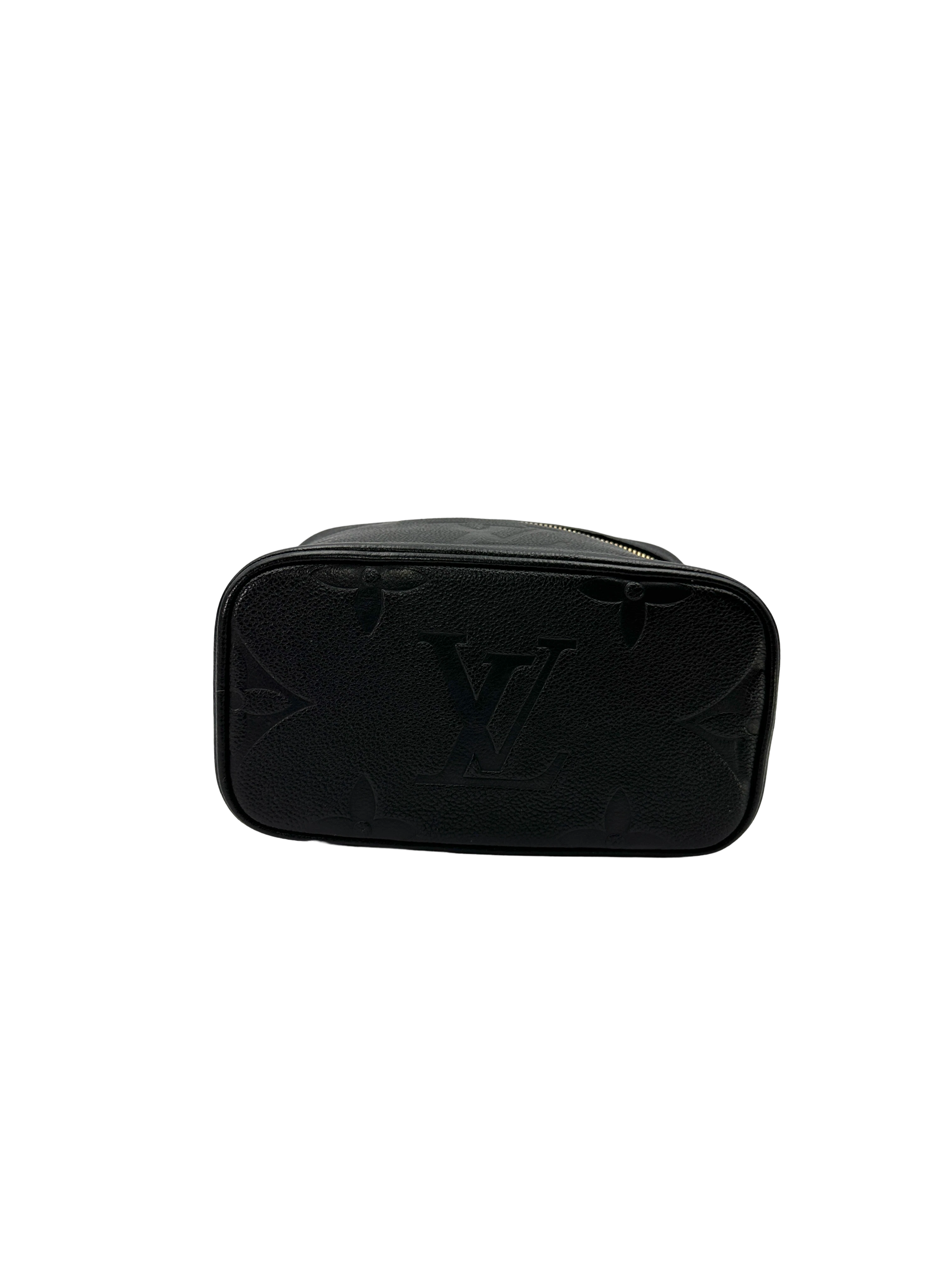 Louis Vuitton Vanity PM Black Monogram Empreinte Leather Handle Bag LV3207