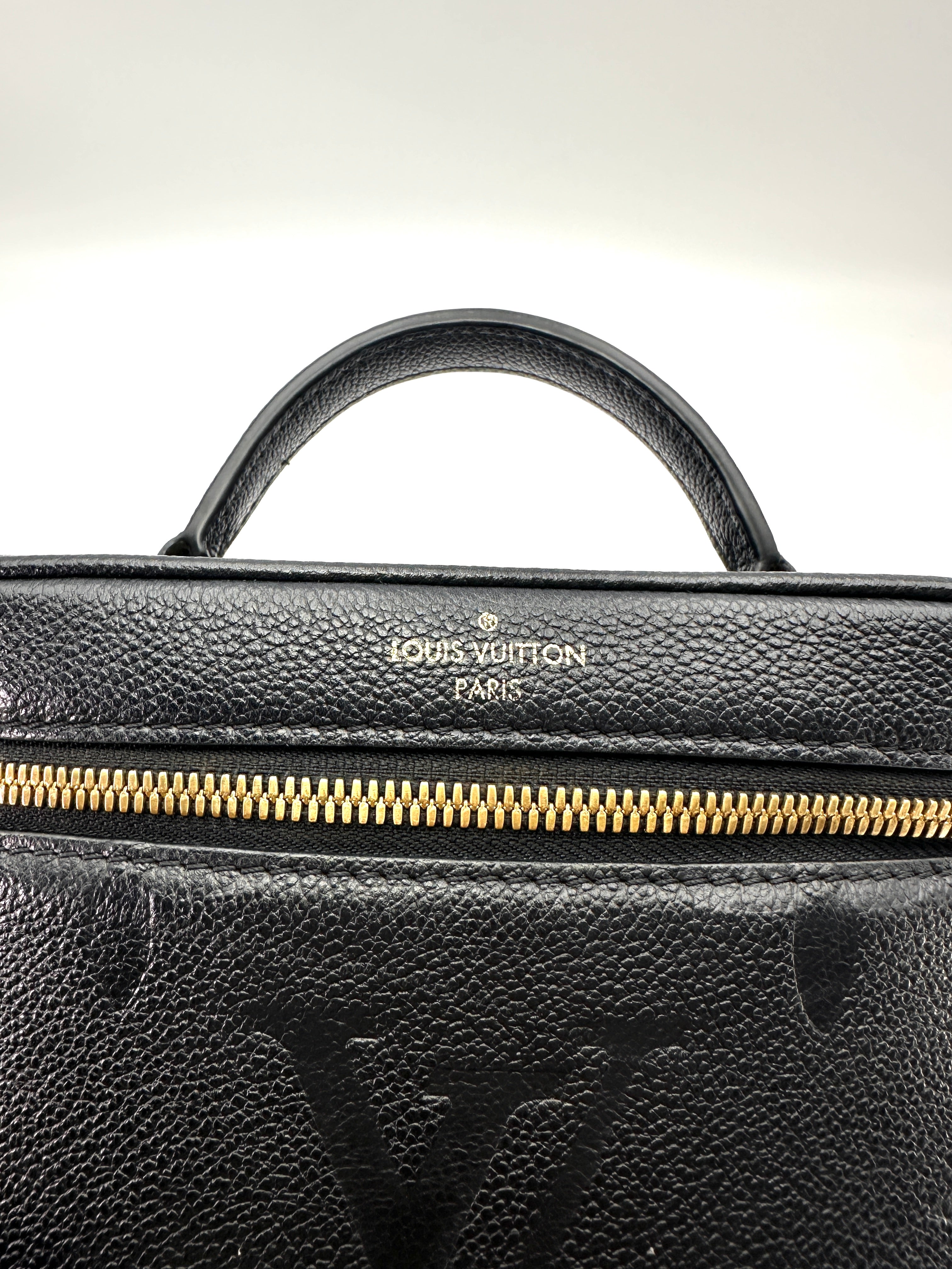 Louis Vuitton Vanity PM Black Monogram Empreinte Leather Handle Bag LV3207