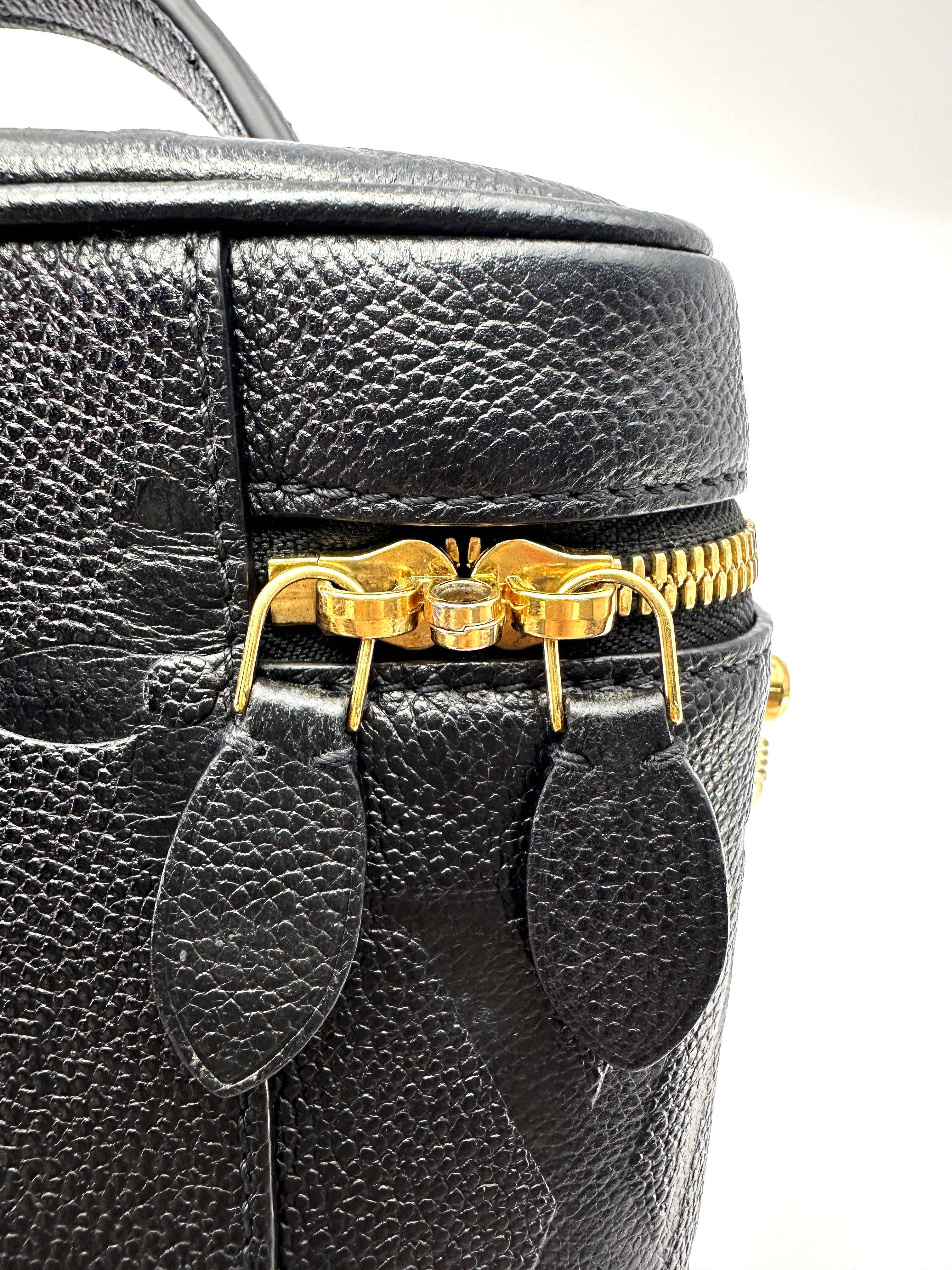 Louis Vuitton Vanity PM Black Monogram Empreinte Leather Handle Bag LV3207