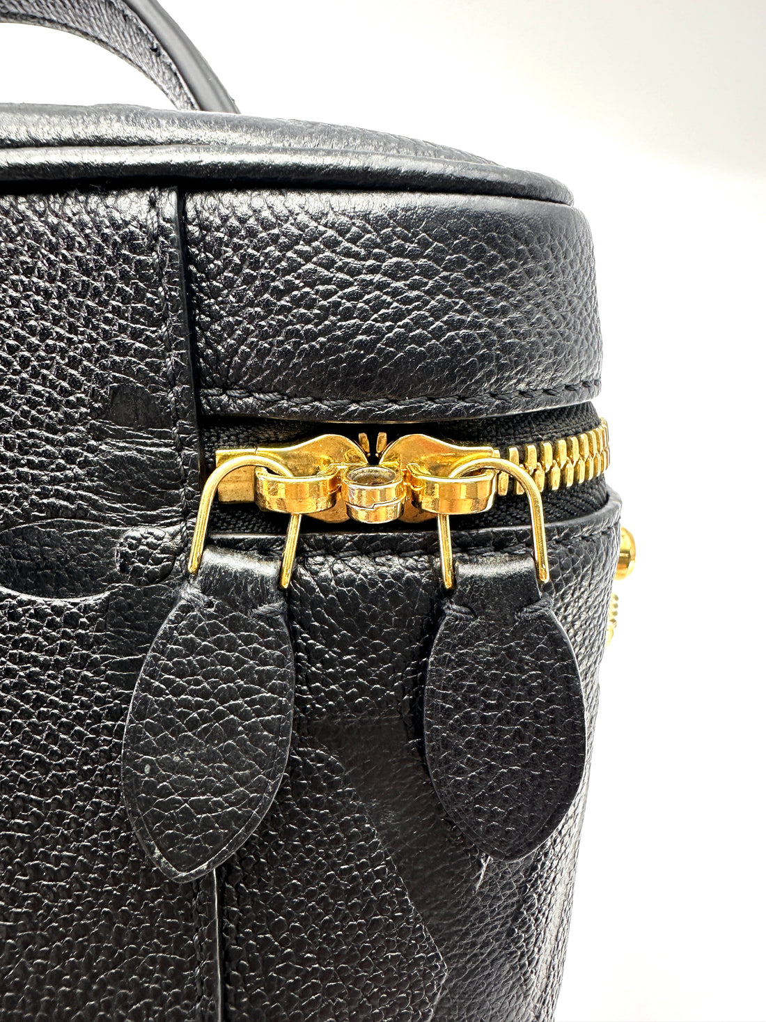Louis Vuitton Vanity PM Black Monogram Empreinte Leather Handle Bag LV3207