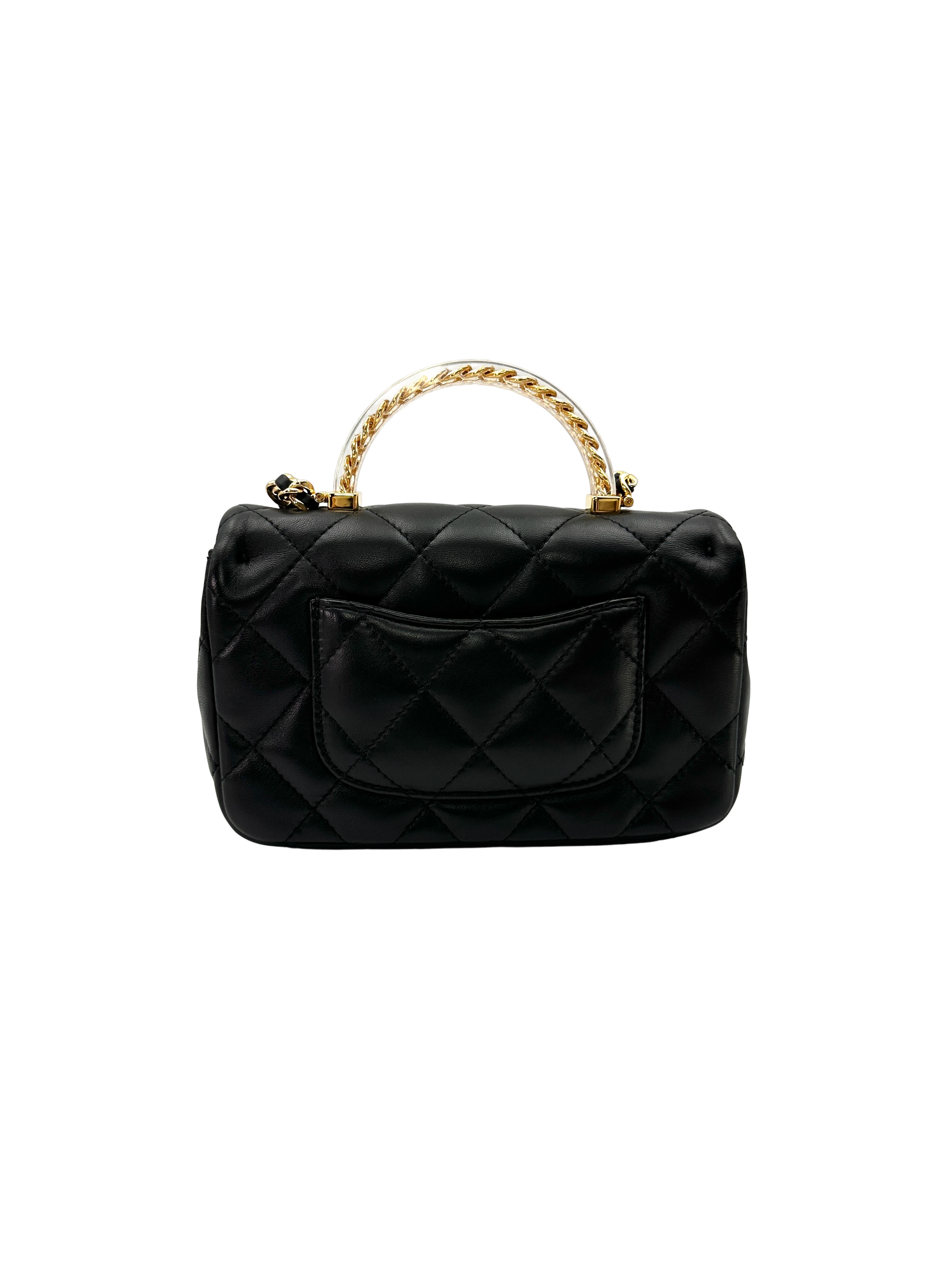 Chanel 24S Black Quilted Leather Handle Bag With Gold Hardware(N9***98) IRIS262
