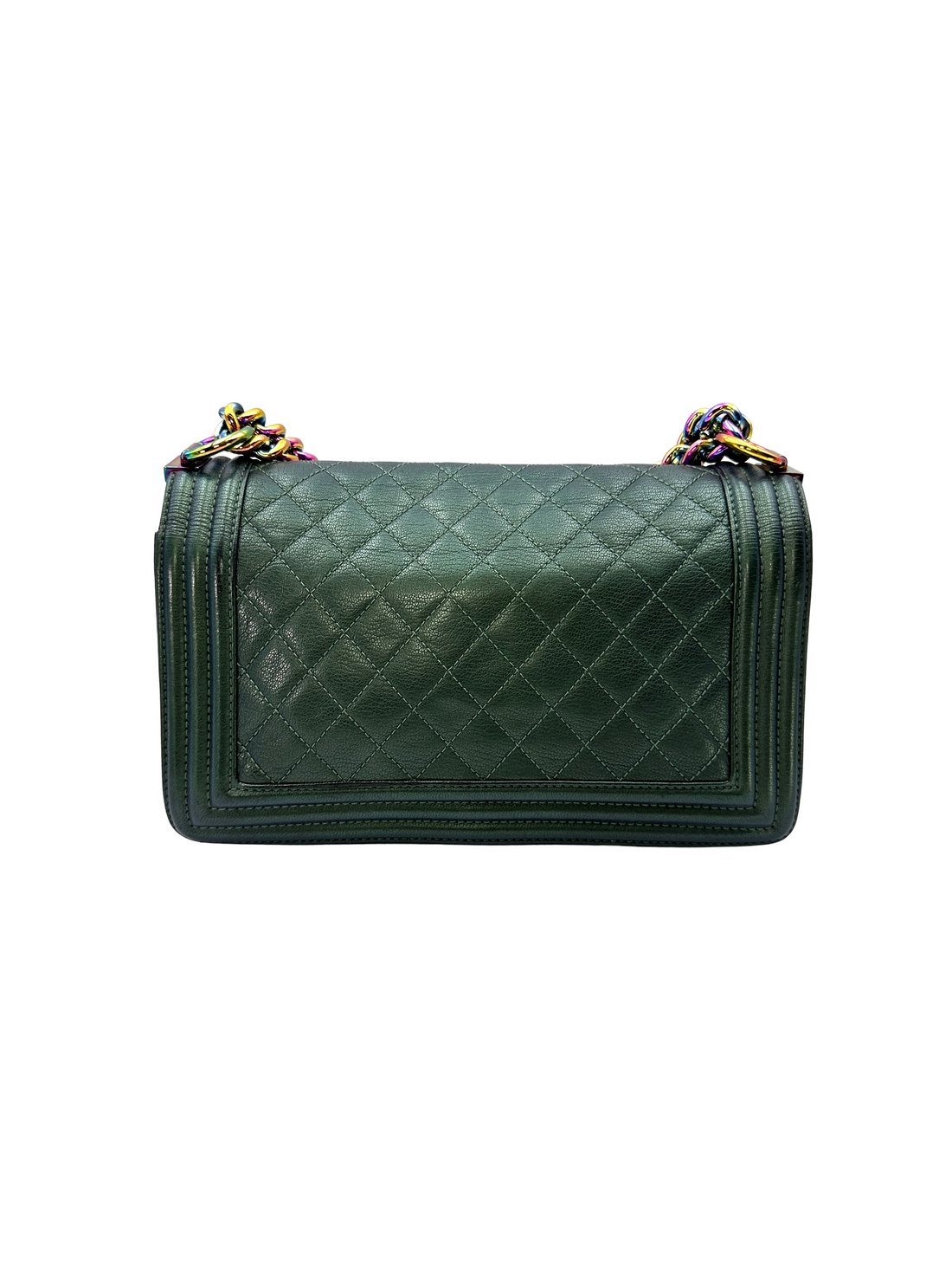 Chanel LeBoy Green Quilted Leather Flap Bag With Iridescent Hardware(21***92) CC2429
