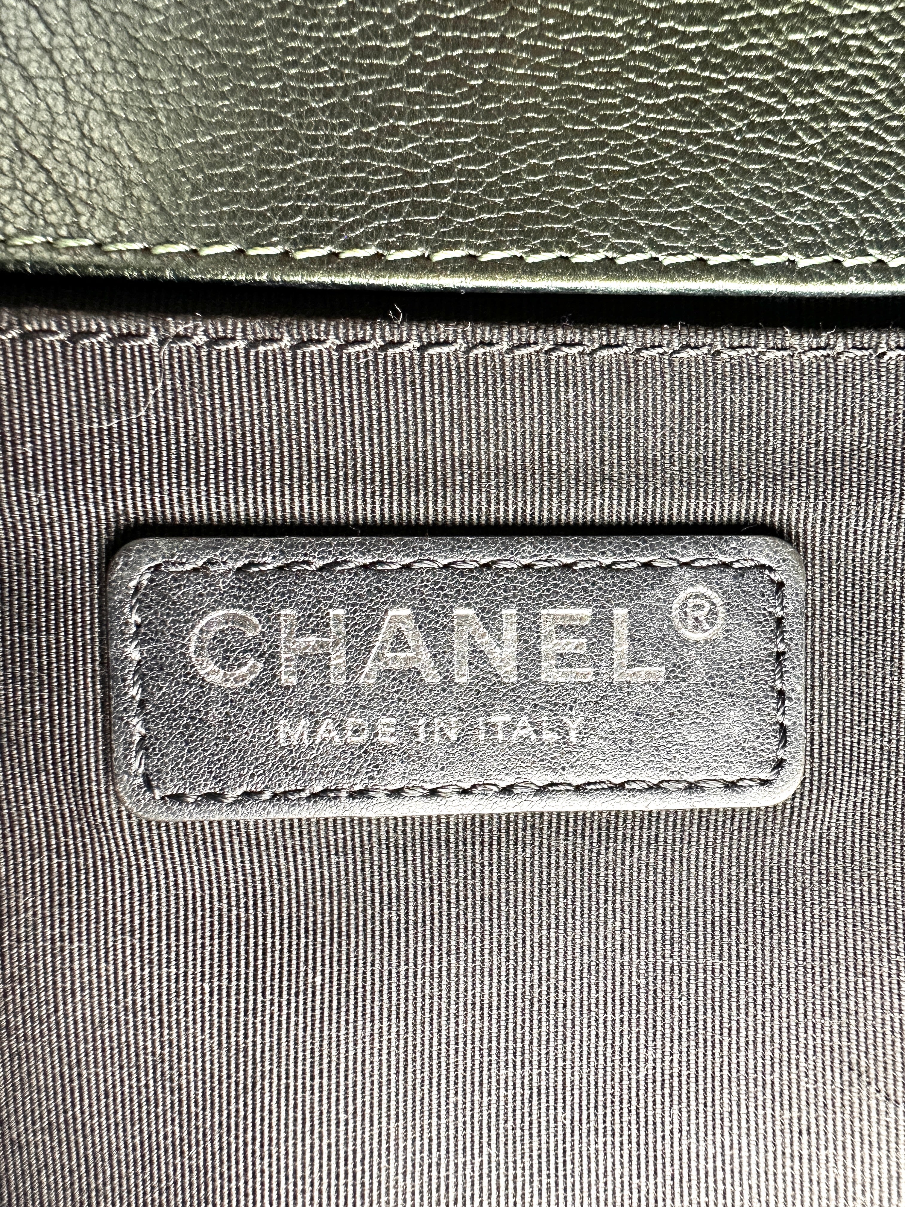 Chanel LeBoy Green Quilted Leather Flap Bag With Iridescent Hardware(21***92) CC2429