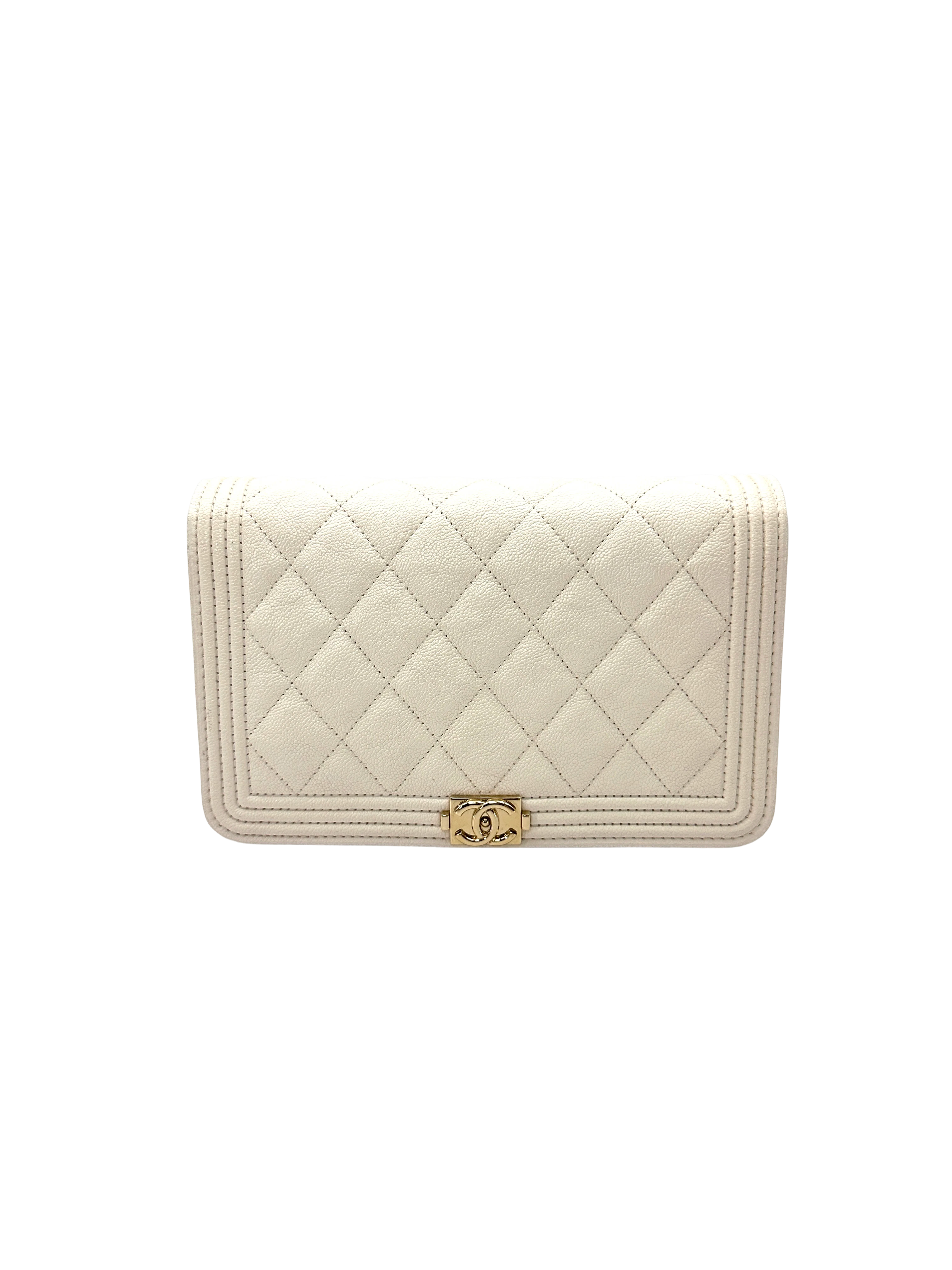 Chanel LeBoy White Quilted Leather Wallet On Chain(27***33) CC2427