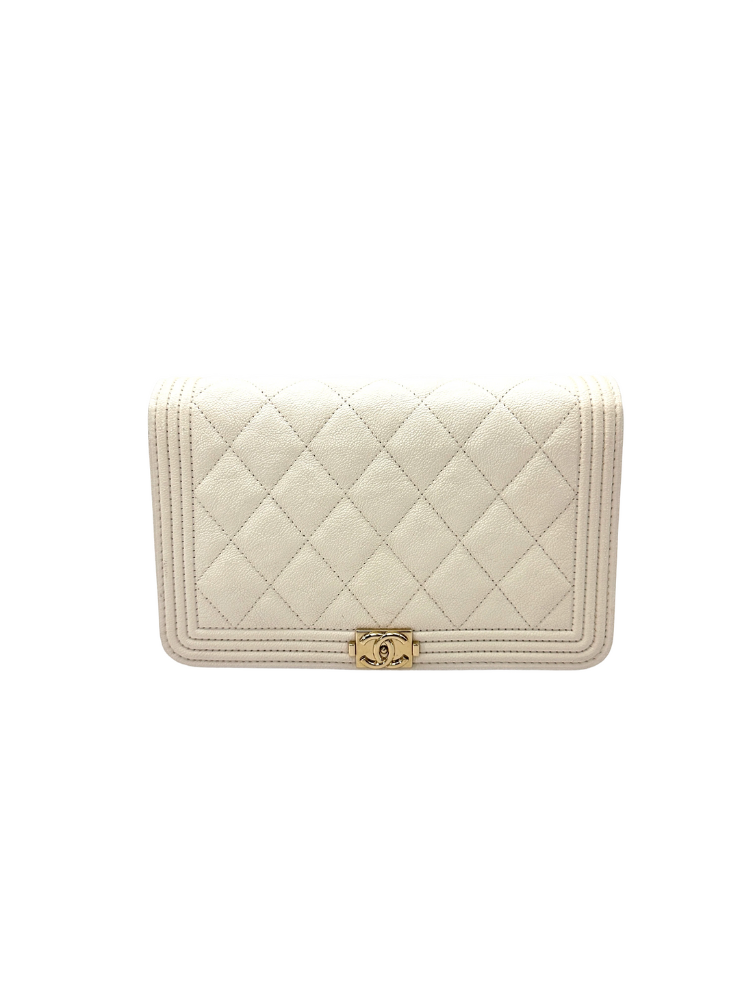 Chanel LeBoy White Quilted Leather Wallet On Chain(27***33) CC2427