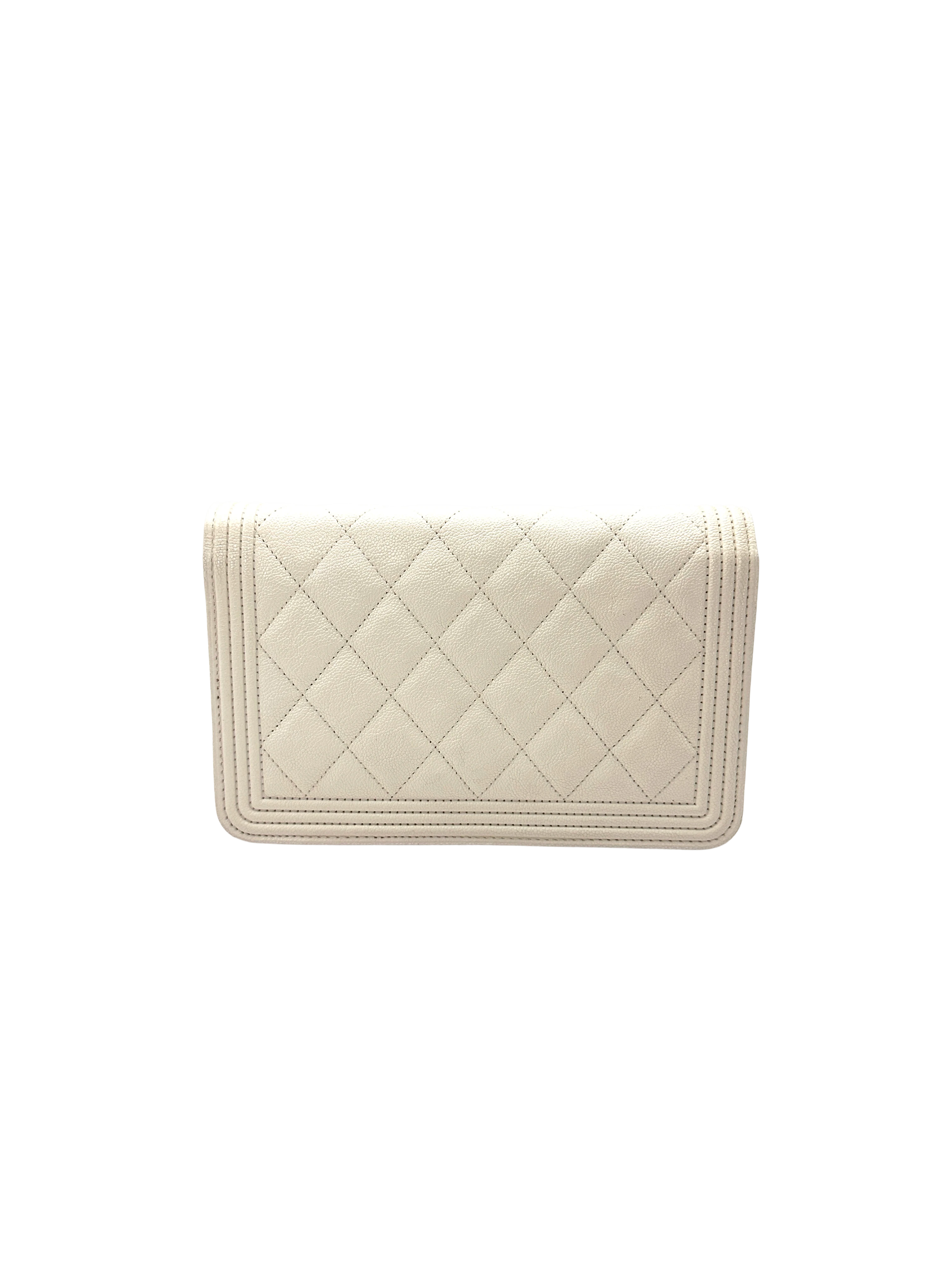 Chanel LeBoy White Quilted Leather Wallet On Chain(27***33) CC2427
