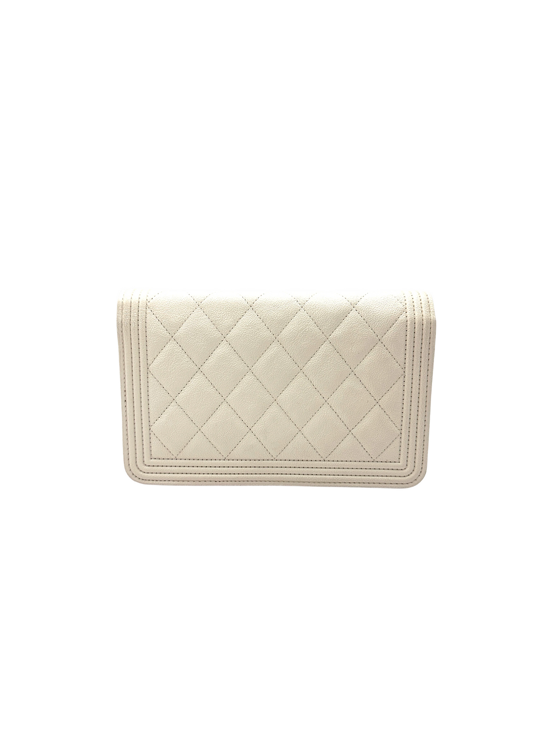 Chanel LeBoy White Quilted Leather Wallet On Chain(27***33) CC2427