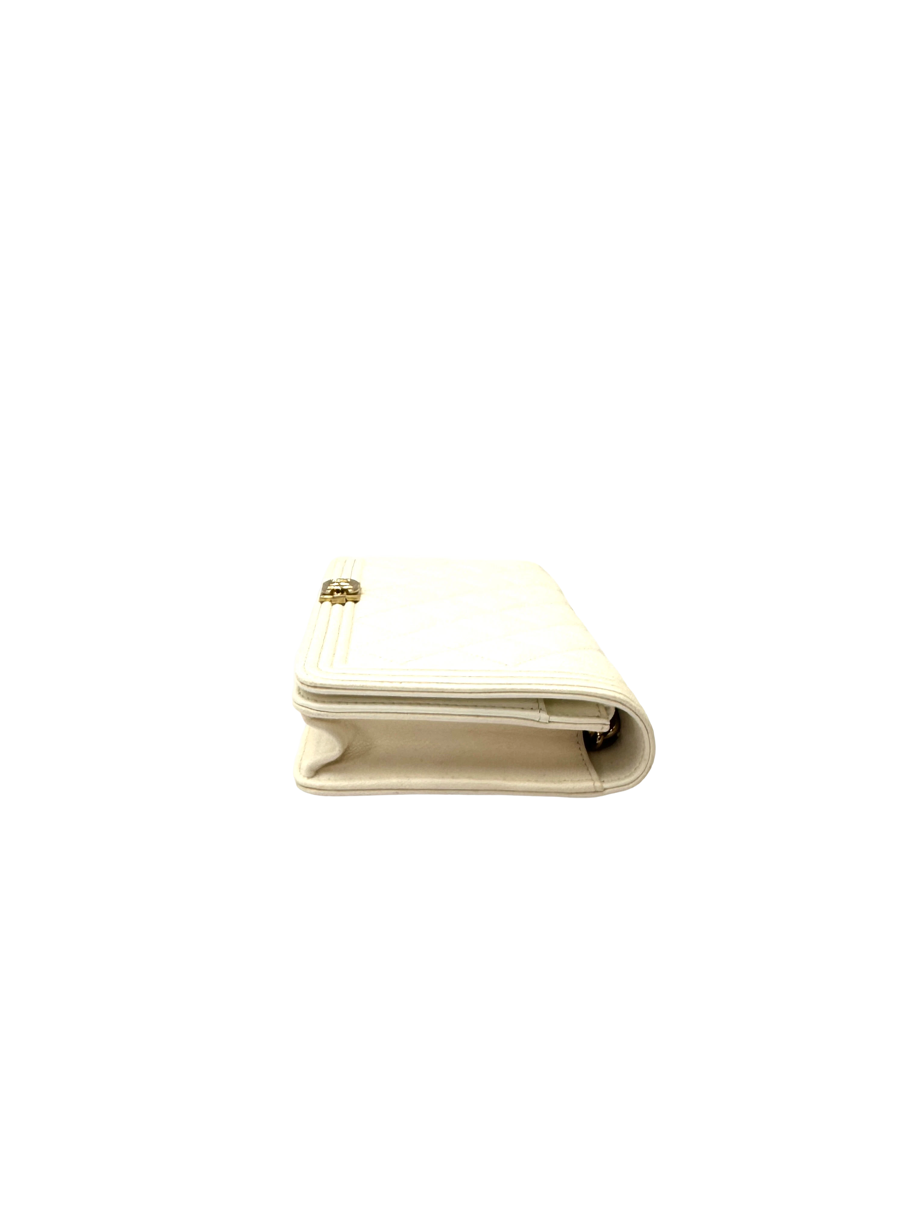 Chanel LeBoy White Quilted Leather Wallet On Chain(27***33) CC2427