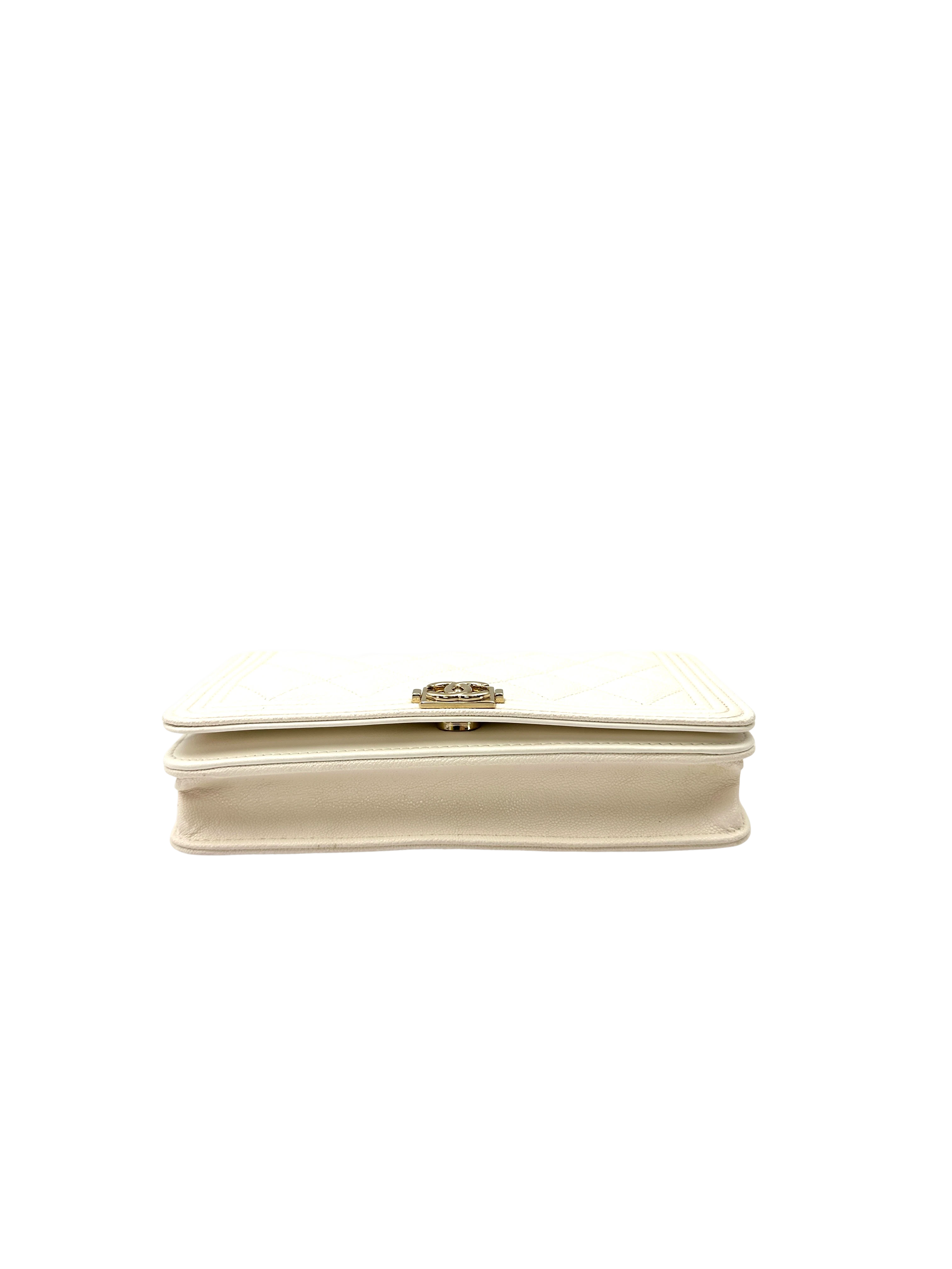 Chanel LeBoy White Quilted Leather Wallet On Chain(27***33) CC2427