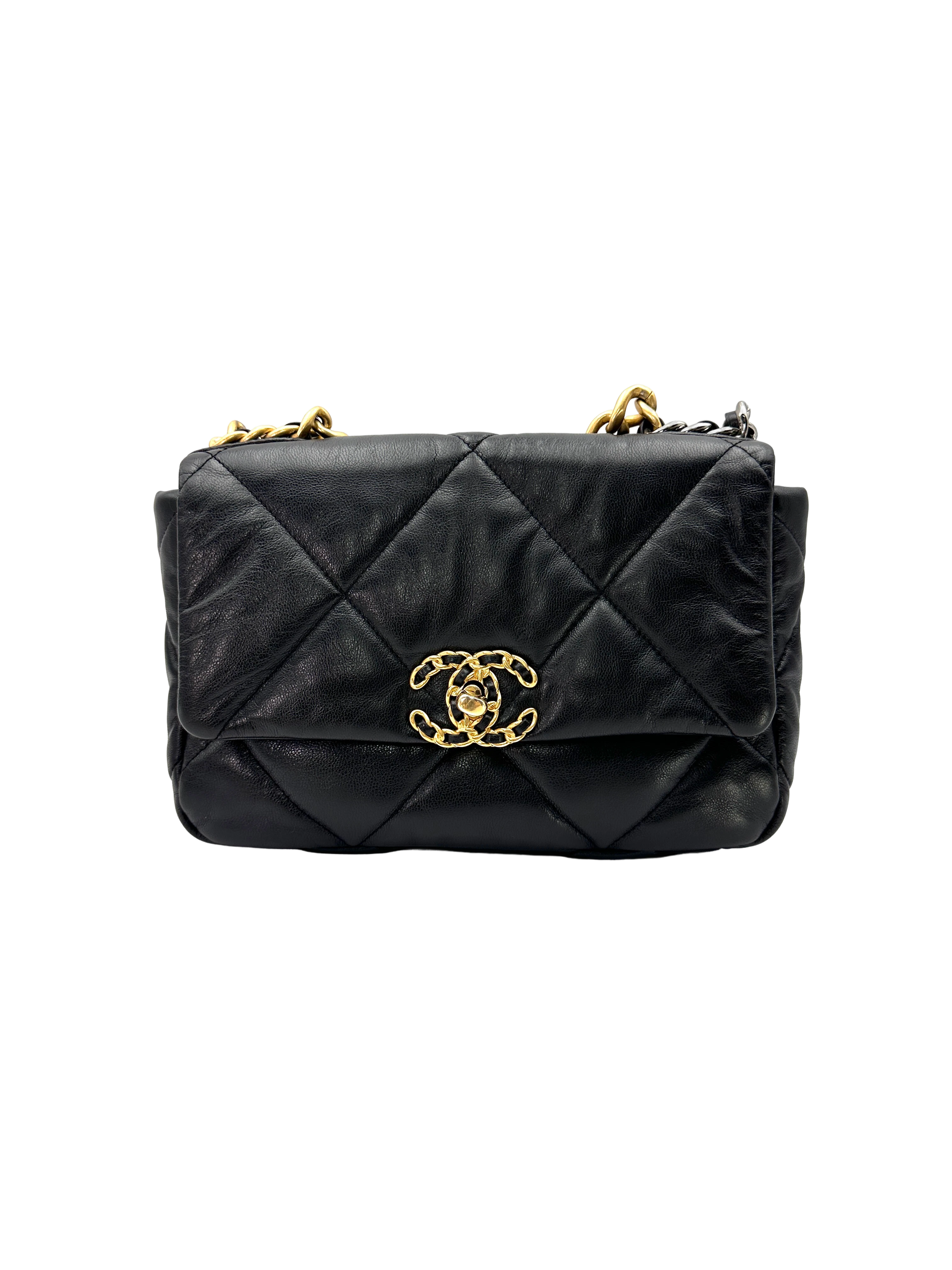 Chanel 19Bag Black Quilted Leather Small Size Flap Bag(30***52) CC2436