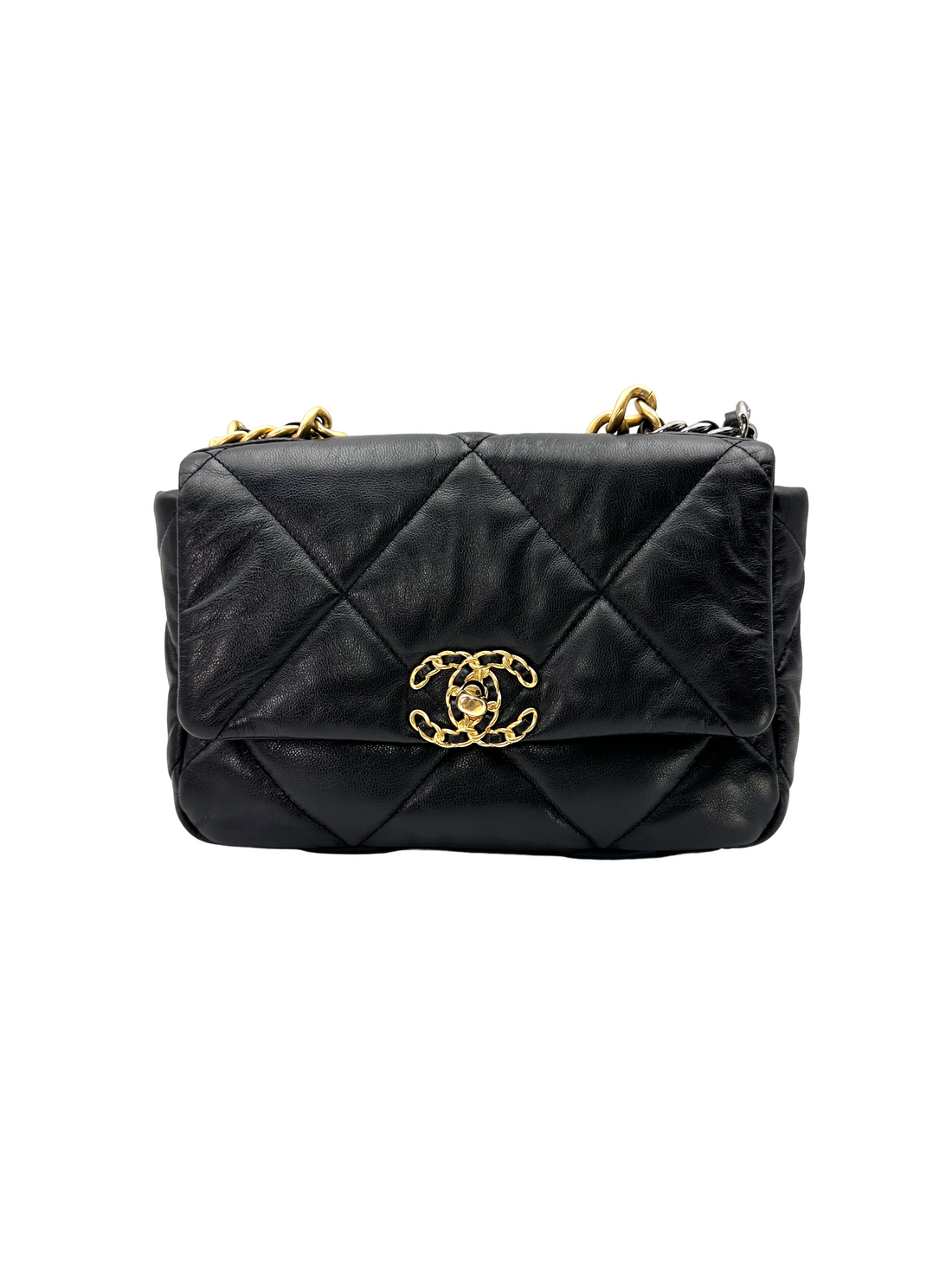 Chanel 19Bag Black Quilted Leather Small Size Flap Bag(30***52) CC2436