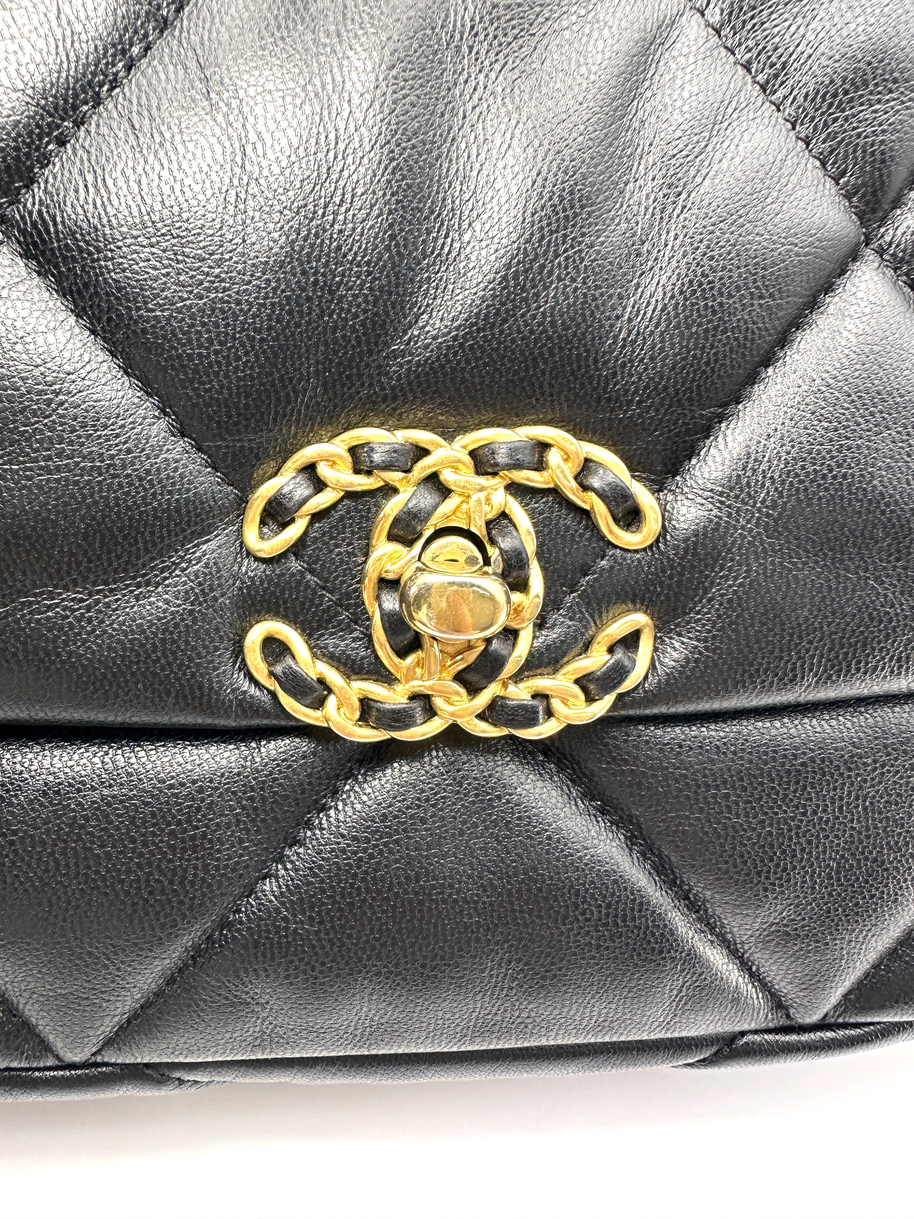 Chanel 19Bag Black Quilted Leather Small Size Flap Bag(30***52) CC2436