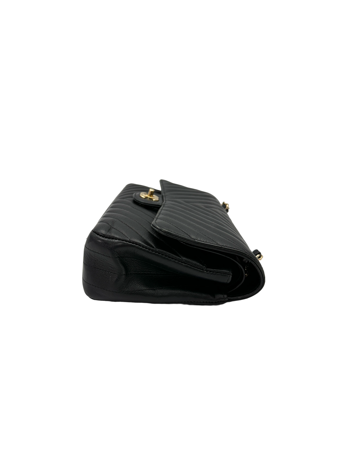 Chanel Classic Flap Black Chevron Quilted Leather Medium Size Shoulder Bag With Gold Hardware(31***67) CC2437