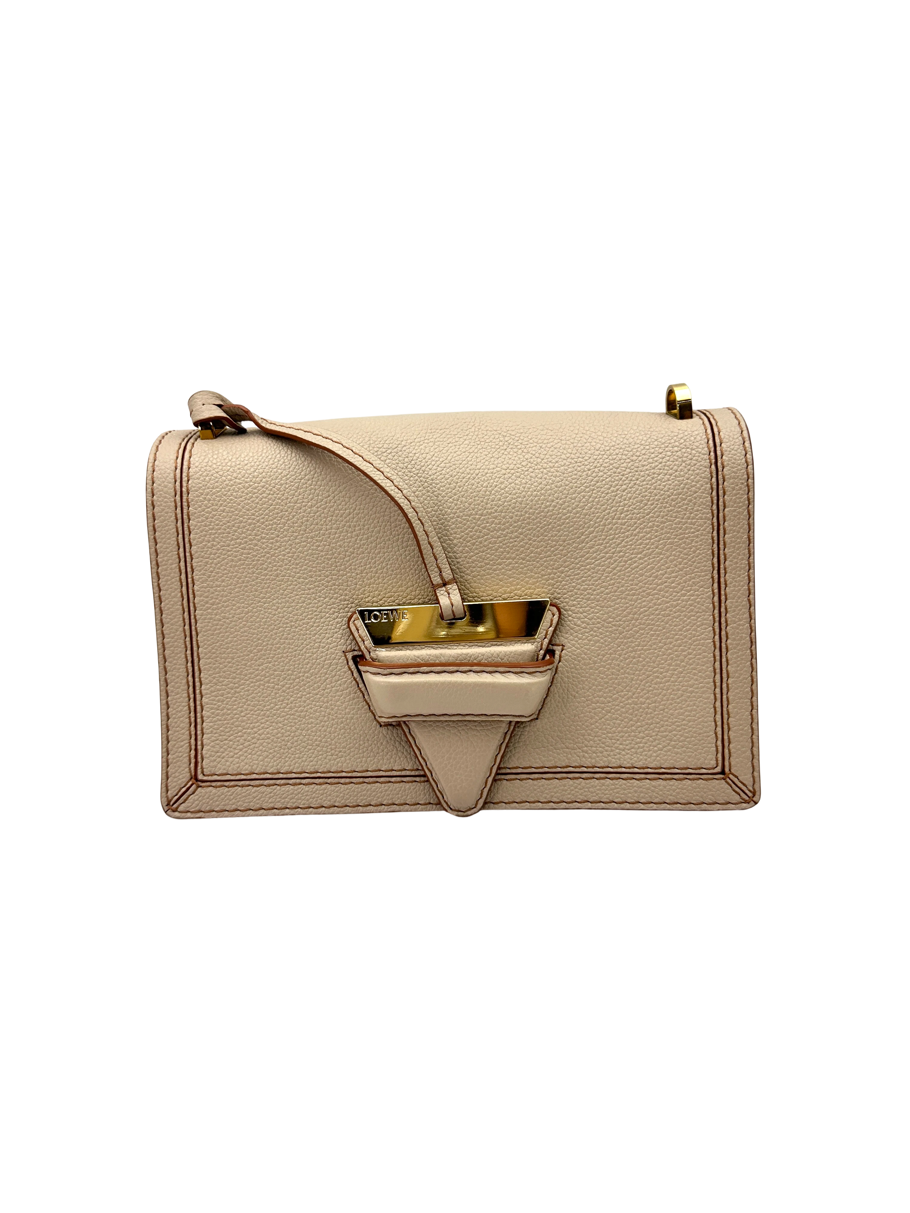 Loewe Barcelona Beige Leather Flap Bag LW93