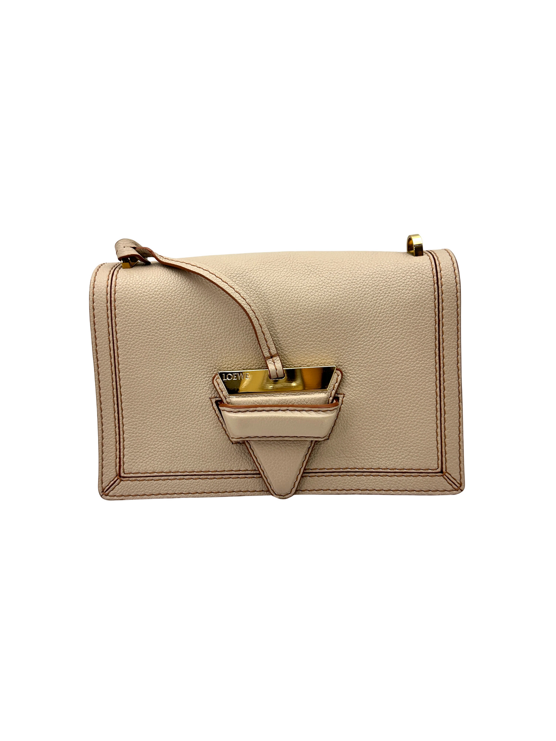 Loewe Barcelona Beige Leather Flap Bag LW93