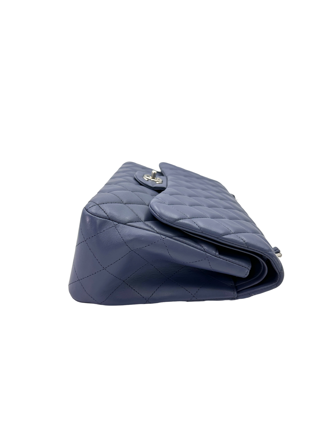 Chanel Classic Flap Light Blue Quilted Lambskin Jumbo Shoulder Bag With Silver Hardware(16***86)  CC2443