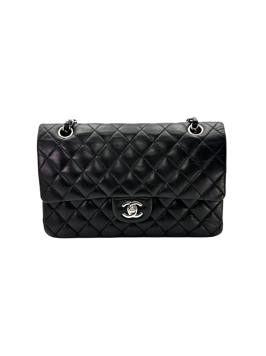 Chanel Classic Flap Black Quilted Lambskin Shoulder Bag With Silver Buckle(14***82) CC2446
