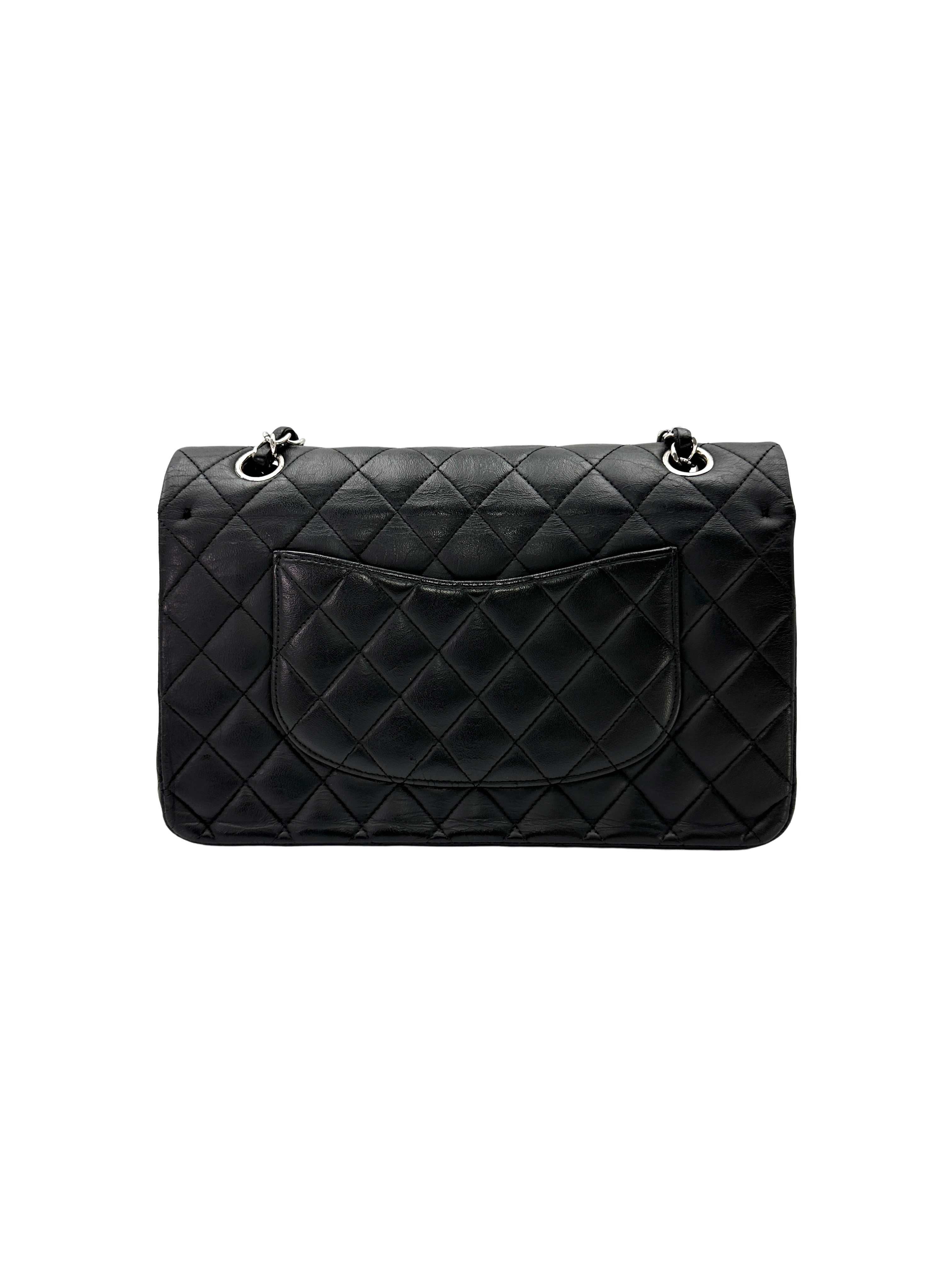 Chanel Classic Flap Black Quilted Lambskin Shoulder Bag With Silver Buckle(14***82) CC2446