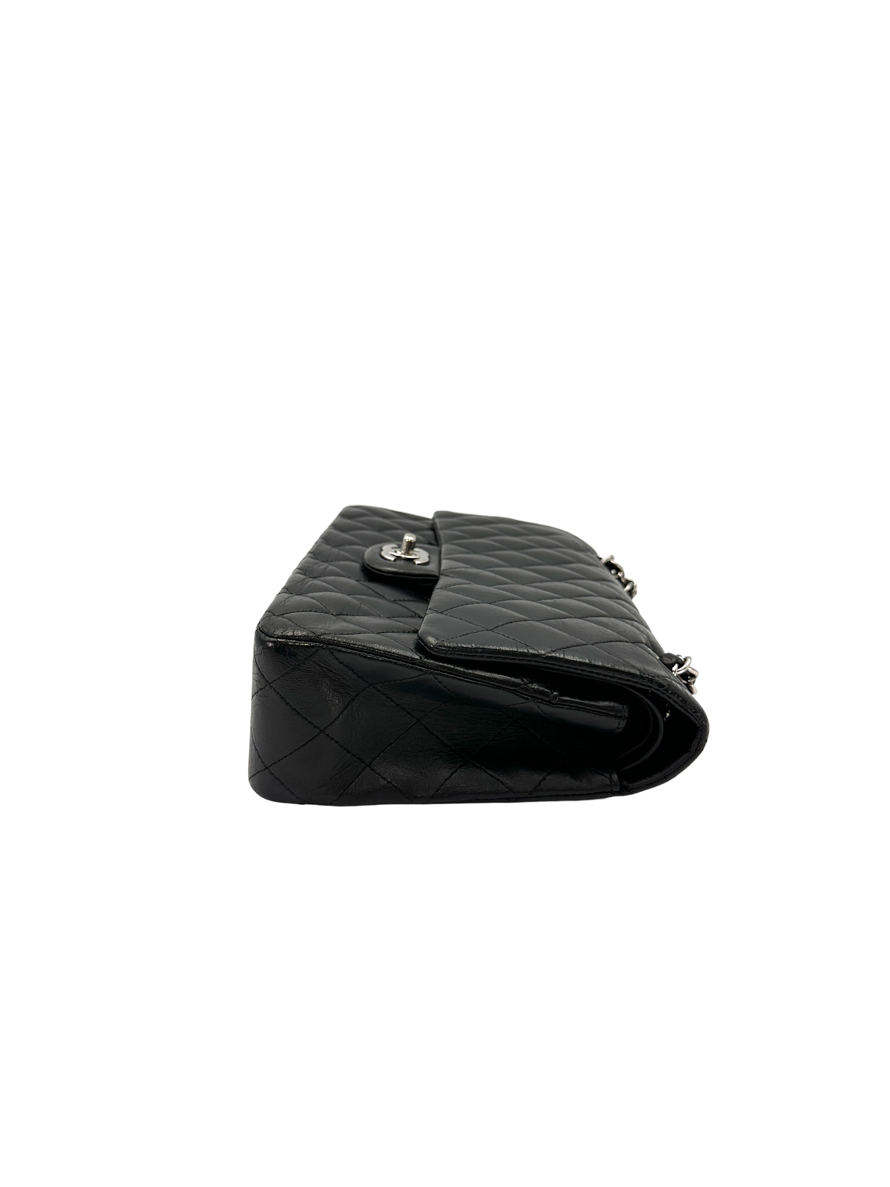 Chanel Classic Flap Black Quilted Lambskin Shoulder Bag With Silver Buckle(14***82) CC2446