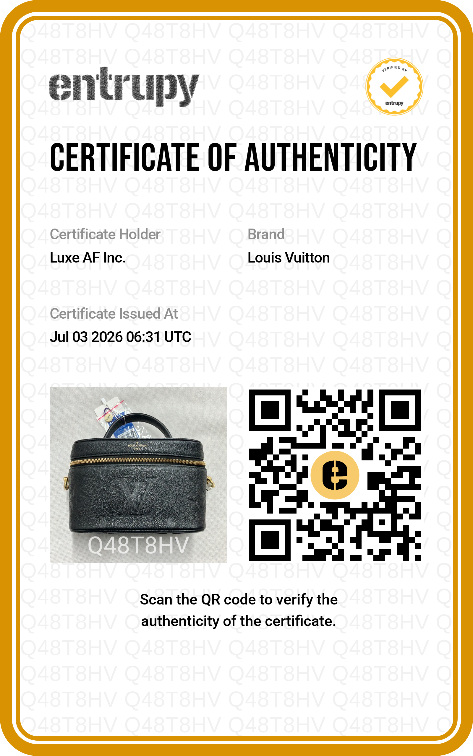 Louis Vuitton Vanity PM Black Monogram Empreinte Leather Handle Bag LV3207