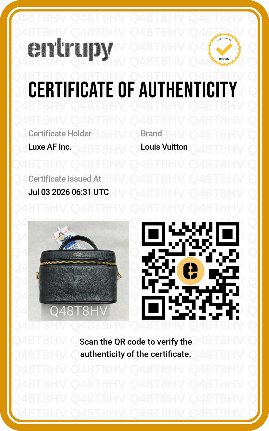 Louis Vuitton Vanity PM Black Monogram Empreinte Leather Handle Bag LV3207