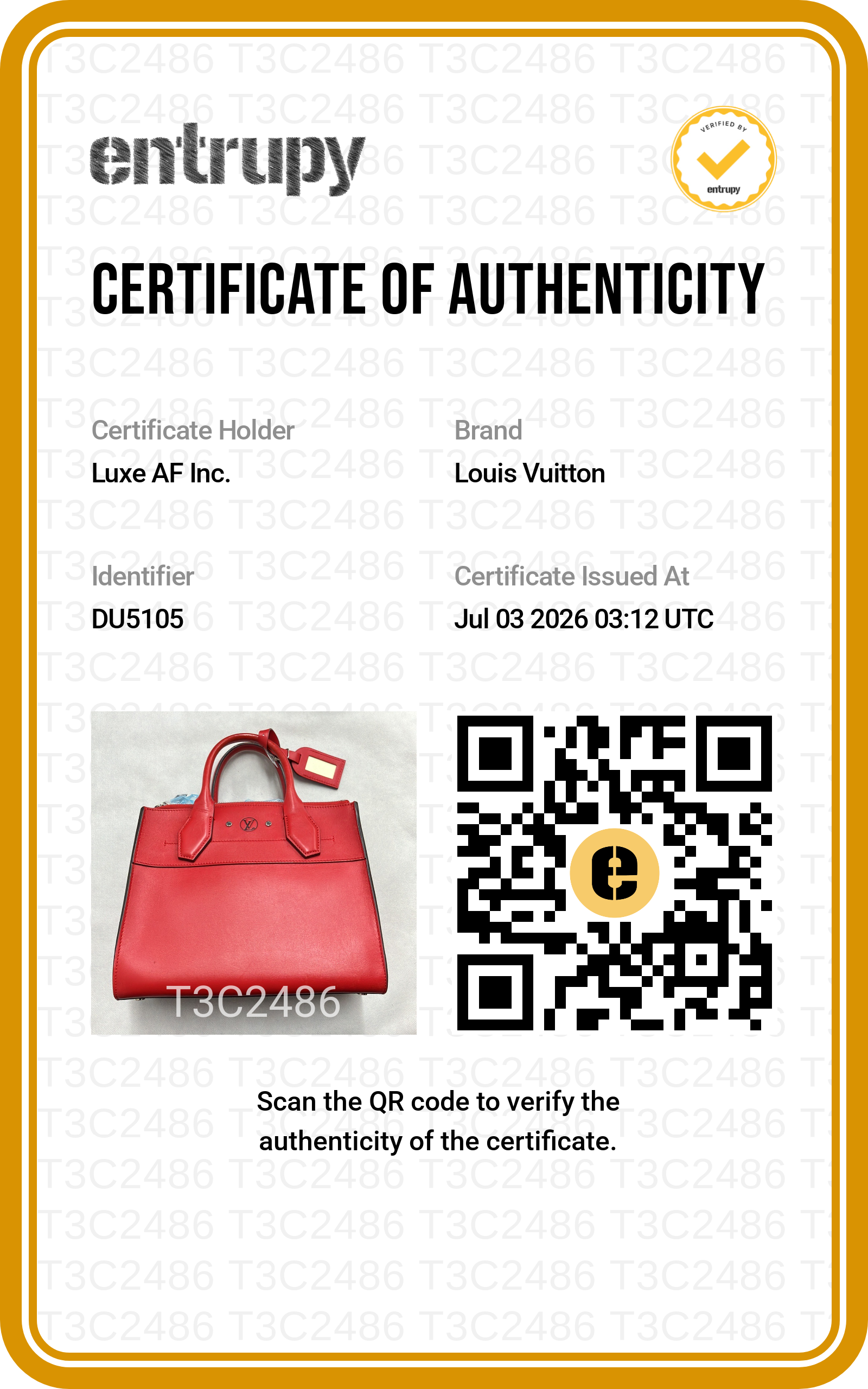 Louis Vuitton City Steamer Red Taurillon Leather Handle Bag LV3214