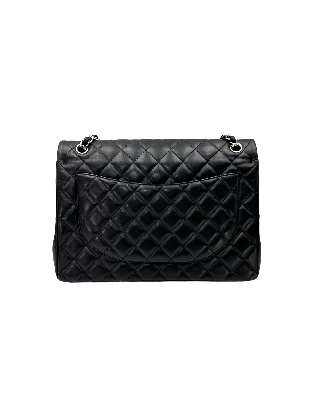 Chanel Classic Flap Black Quilted Leather Jumbo Shoulder Bag With Silver Buckle(18***83) CC2445