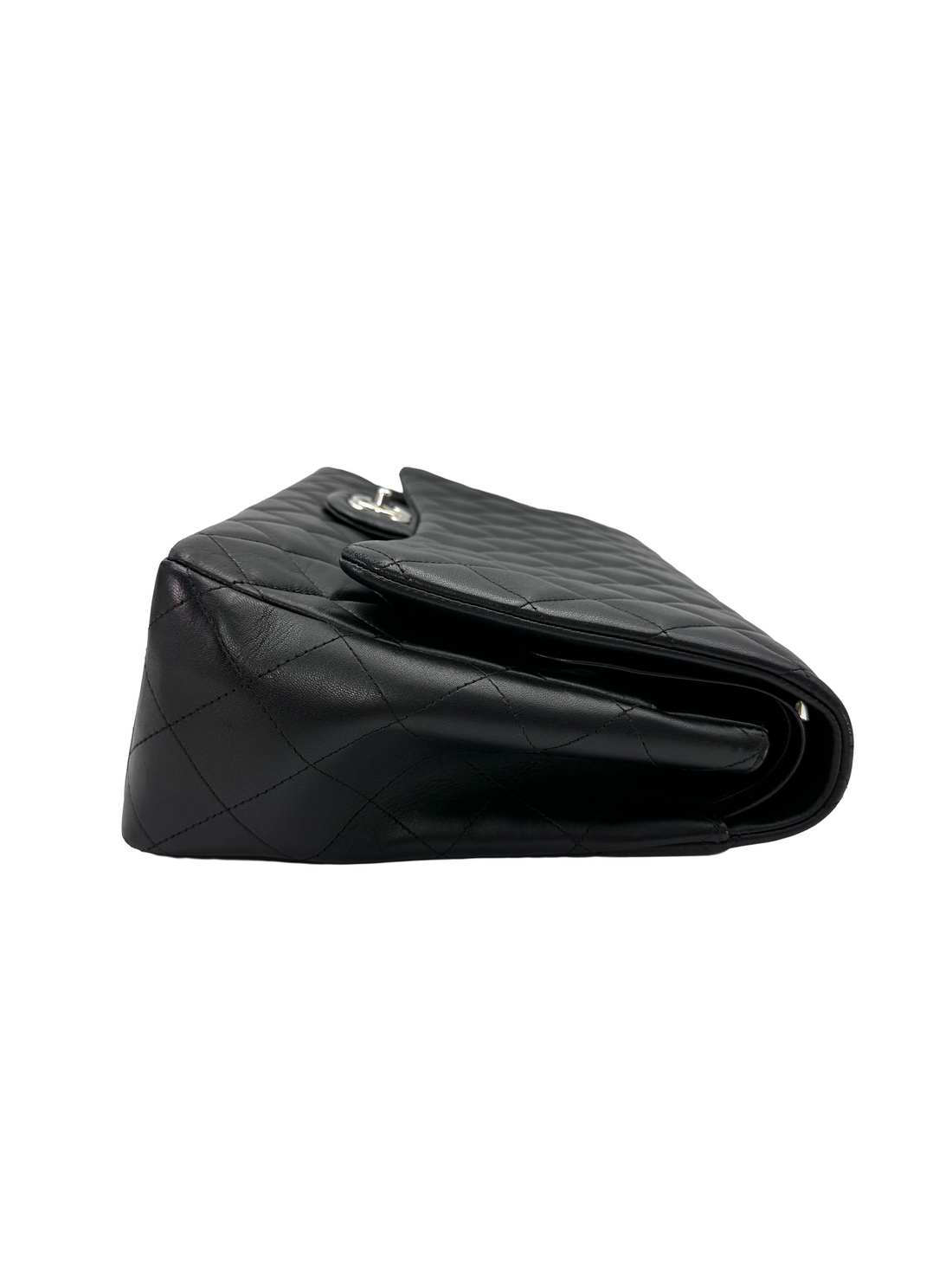 Chanel Classic Flap Black Quilted Leather Jumbo Shoulder Bag With Silver Buckle(18***83) CC2445