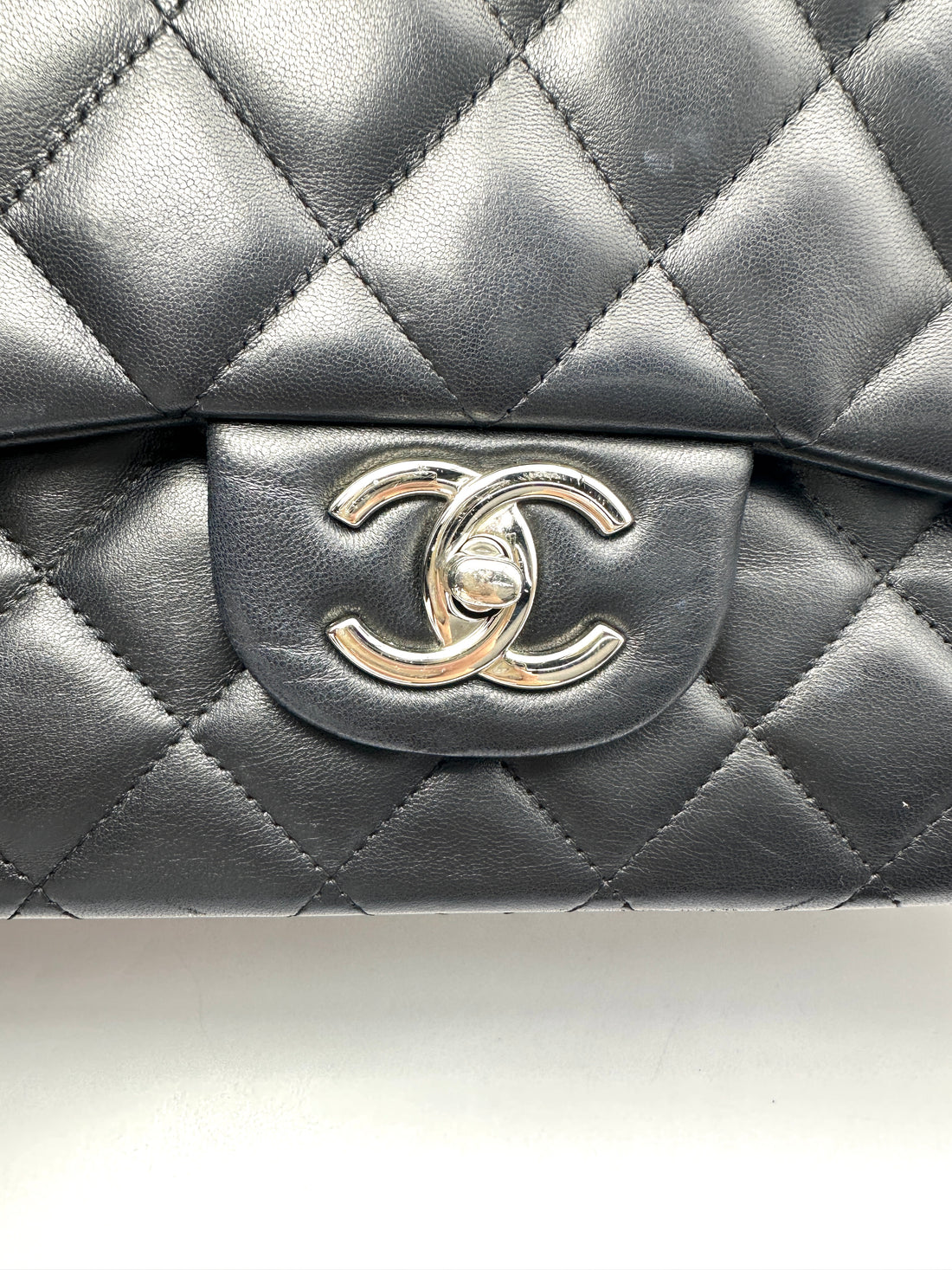 Chanel Classic Flap Black Quilted Leather Jumbo Shoulder Bag With Silver Buckle(18***83) CC2445