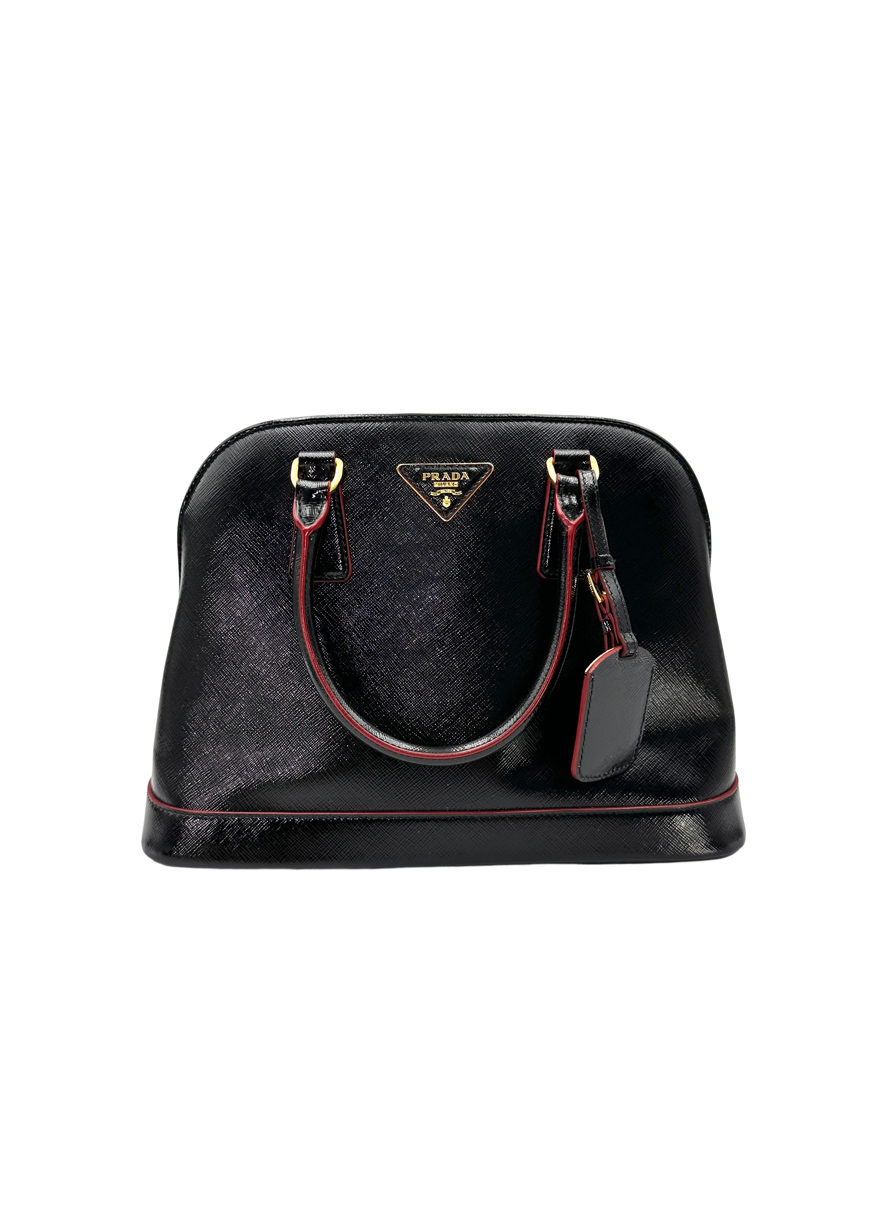 Prada Promenade Black Saffiano Leather Handle Bag PR534