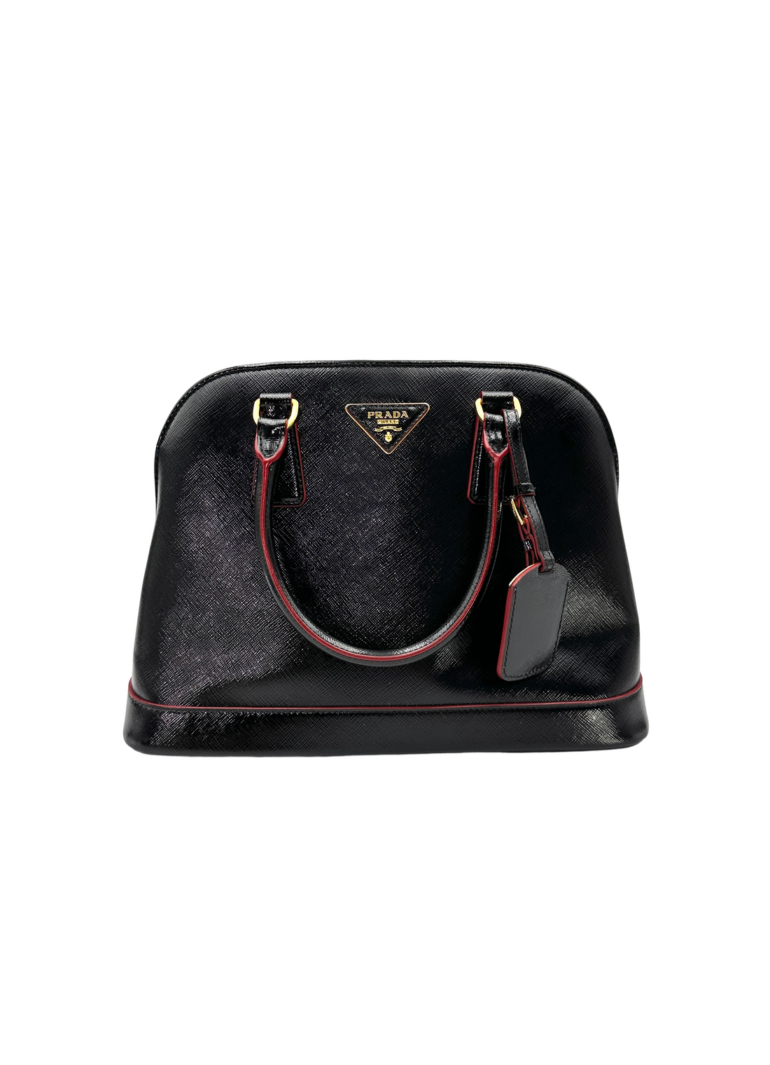 Prada Promenade Black Saffiano Leather Handle Bag PR534